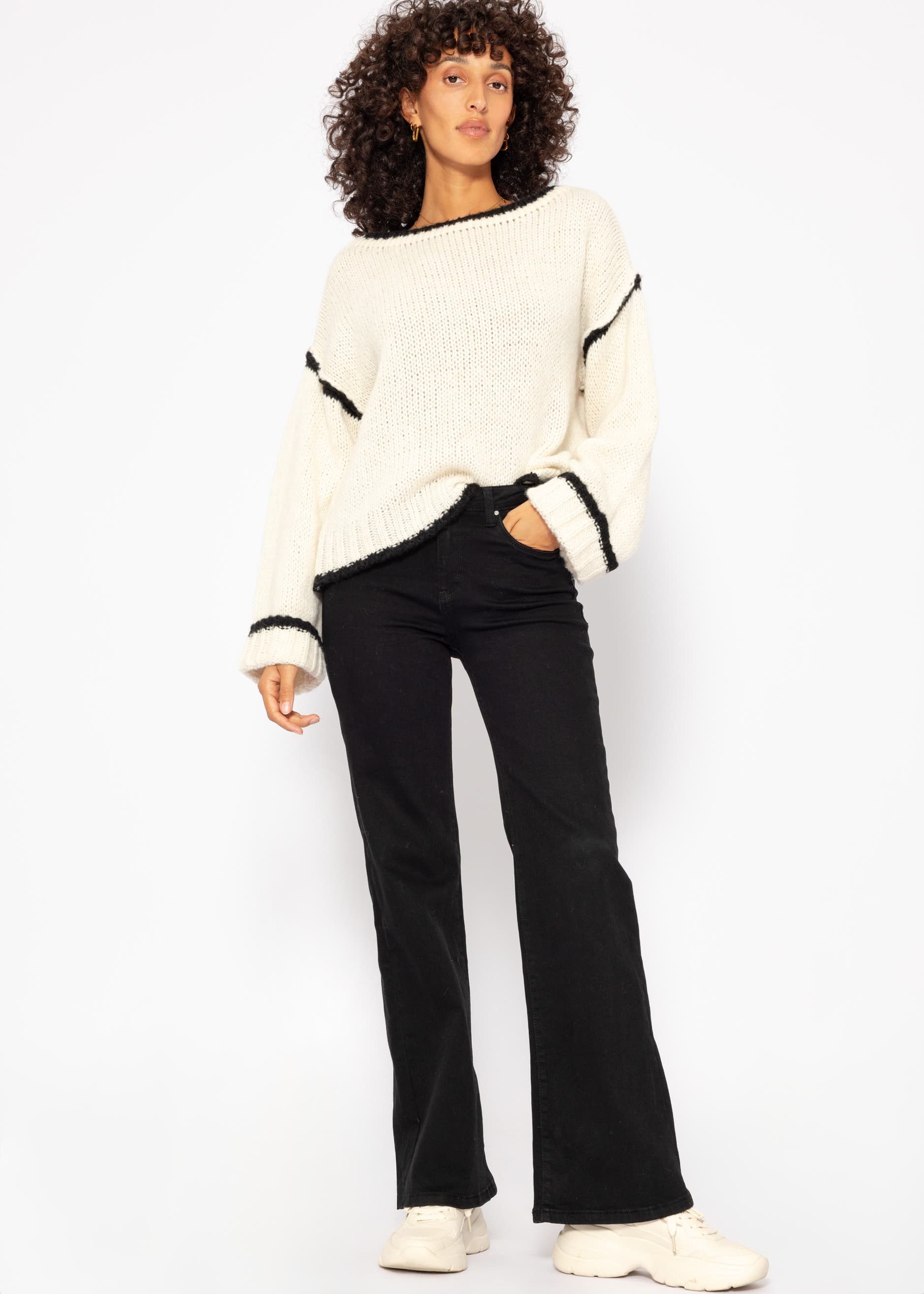SASSYCLASSY Strickpullover Pullover mit kontrastfarbenen Details günstig online kaufen