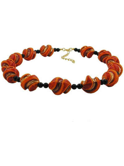 Gallay Perlenkette Kunststoffperlen Schraubenperlen rot-orange schwarz 50cm (1-tlg)