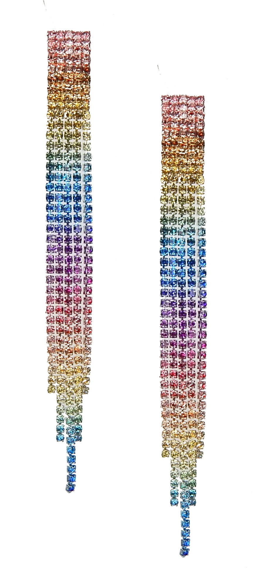 Ella Jonte Paar Ohrstecker, lange Ohrringe bunt Strass Wasserfall im Gesche günstig online kaufen