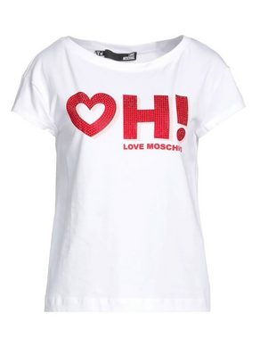 Moschino T-Shirt MOSCHINO LOVE Bluse Heart OH! Shirt T-shirt Boxy Fit Rhinestones Stras