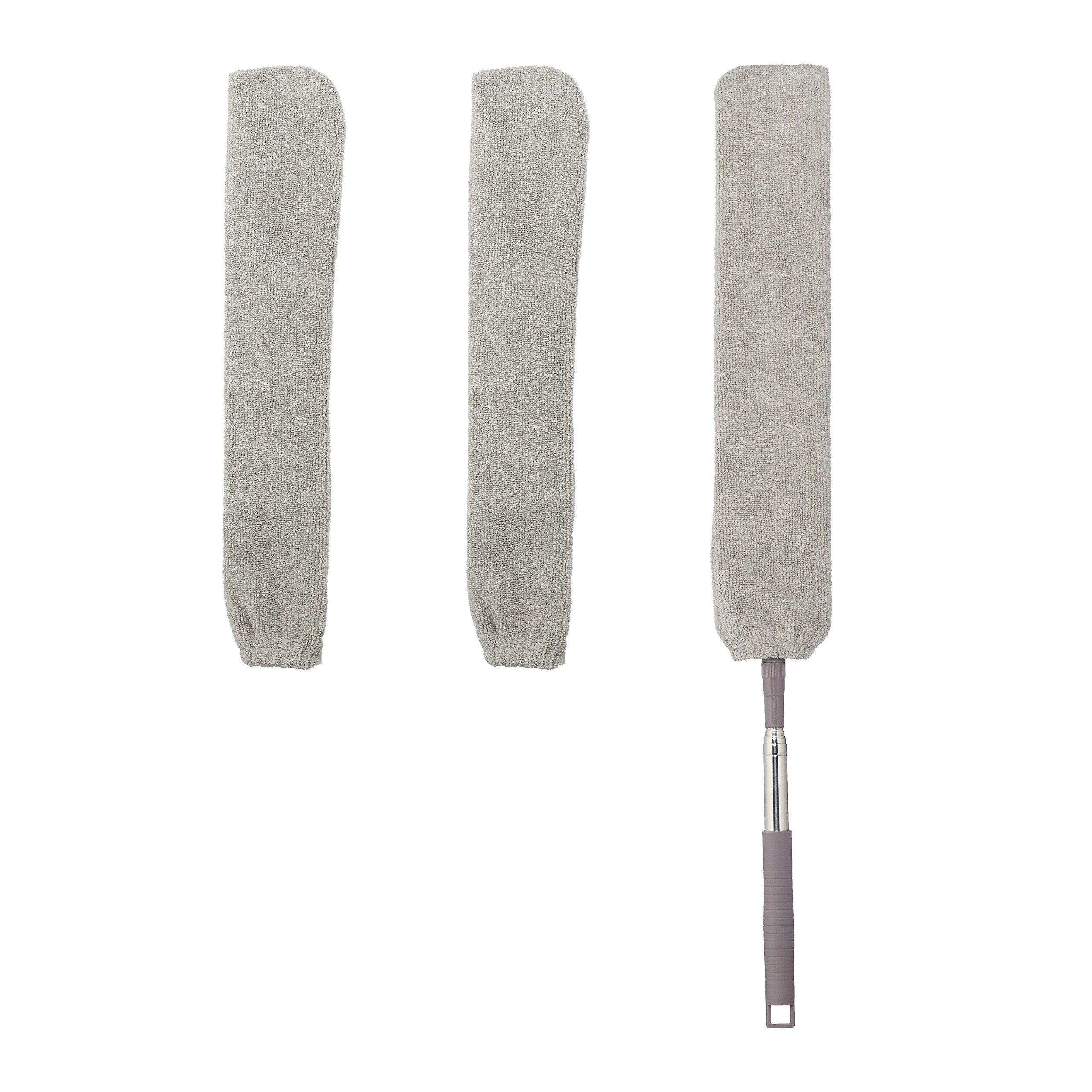 relaxdays Staubwedel Flacher Staubwedel mit Teleskopstange (4-St)