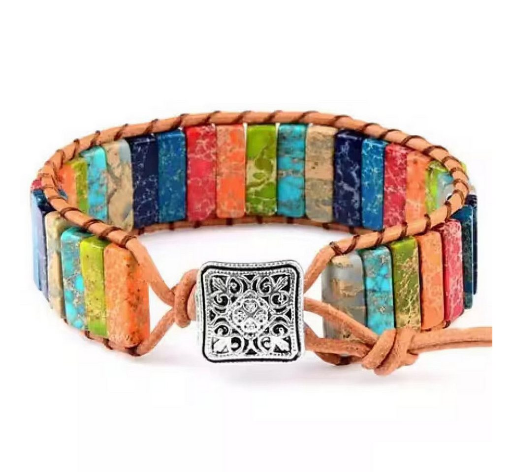 Ware aus aller Welt Armband 7 Hauptchakren Chakra Gleichgewicht Naturstein Leder Handgefertigt (1-tlg)