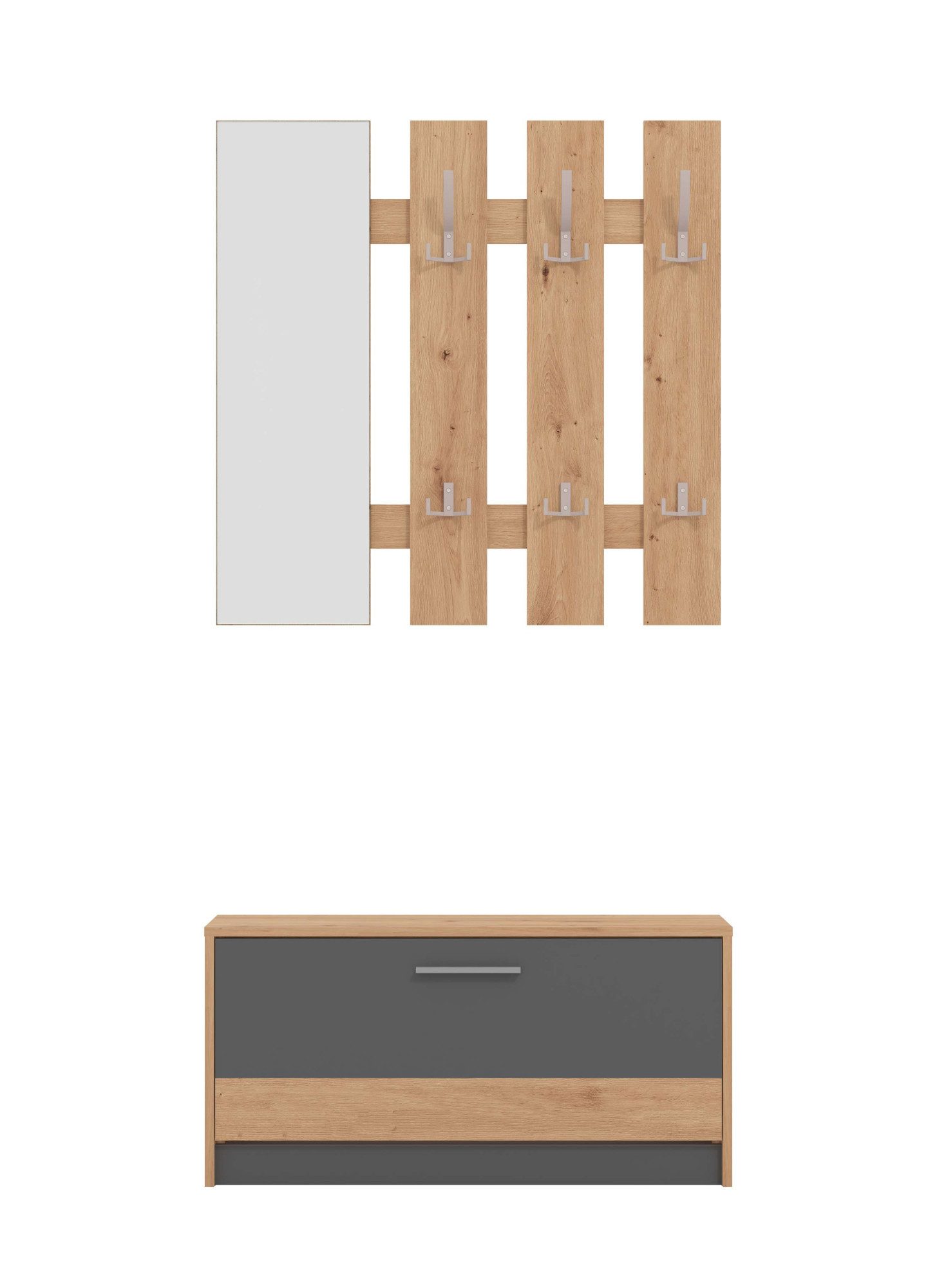 Home affaire Garderoben-Set Rimini, Set 2tlg, (2-St), bestehend aus Garderobenpaneel und Schuhschrank