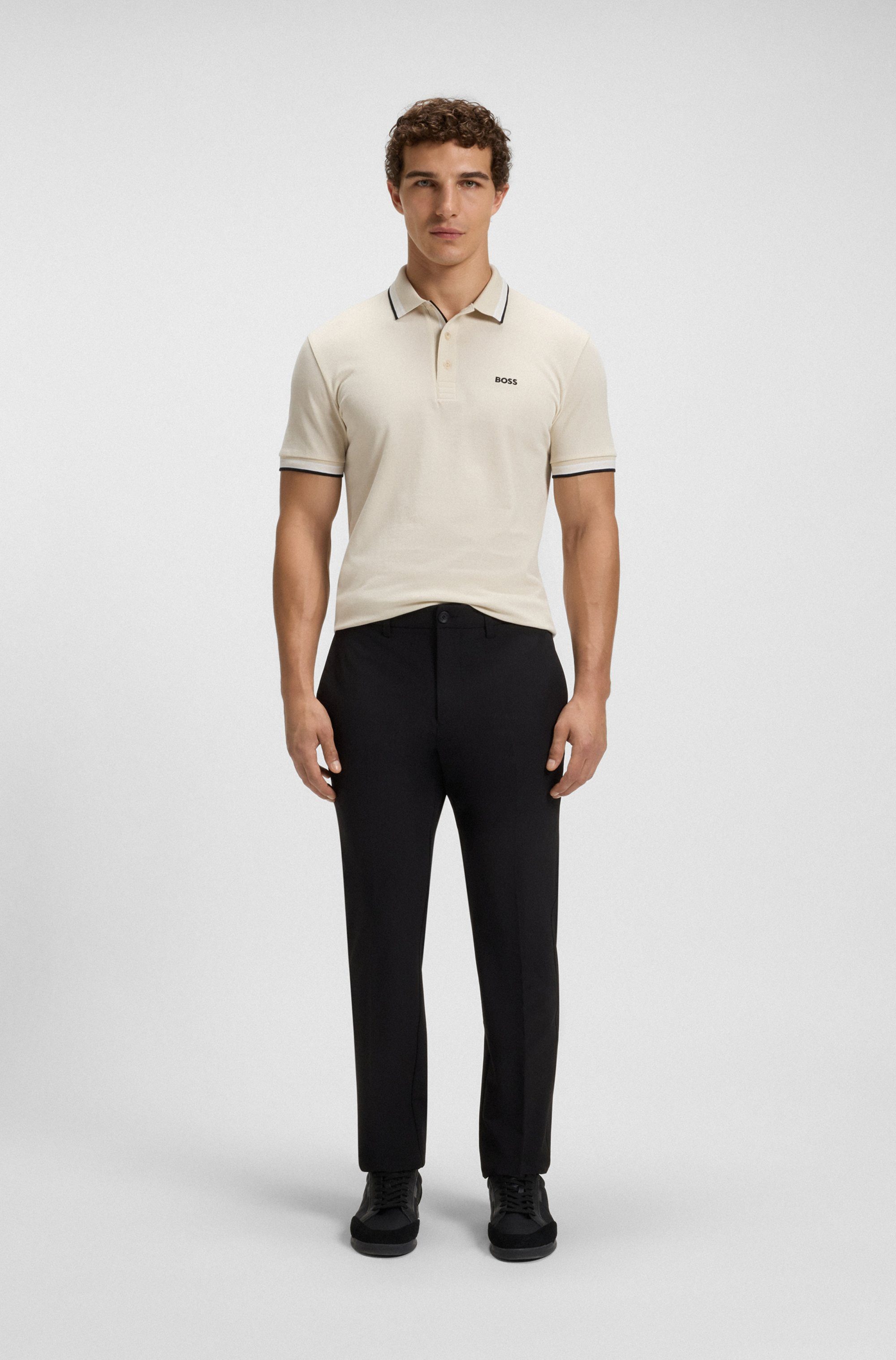 BOSS GREEN Poloshirt Paddy atmungsaktive Piqué-Webstruktur, Flachstrickkragen, gerader Schnitt