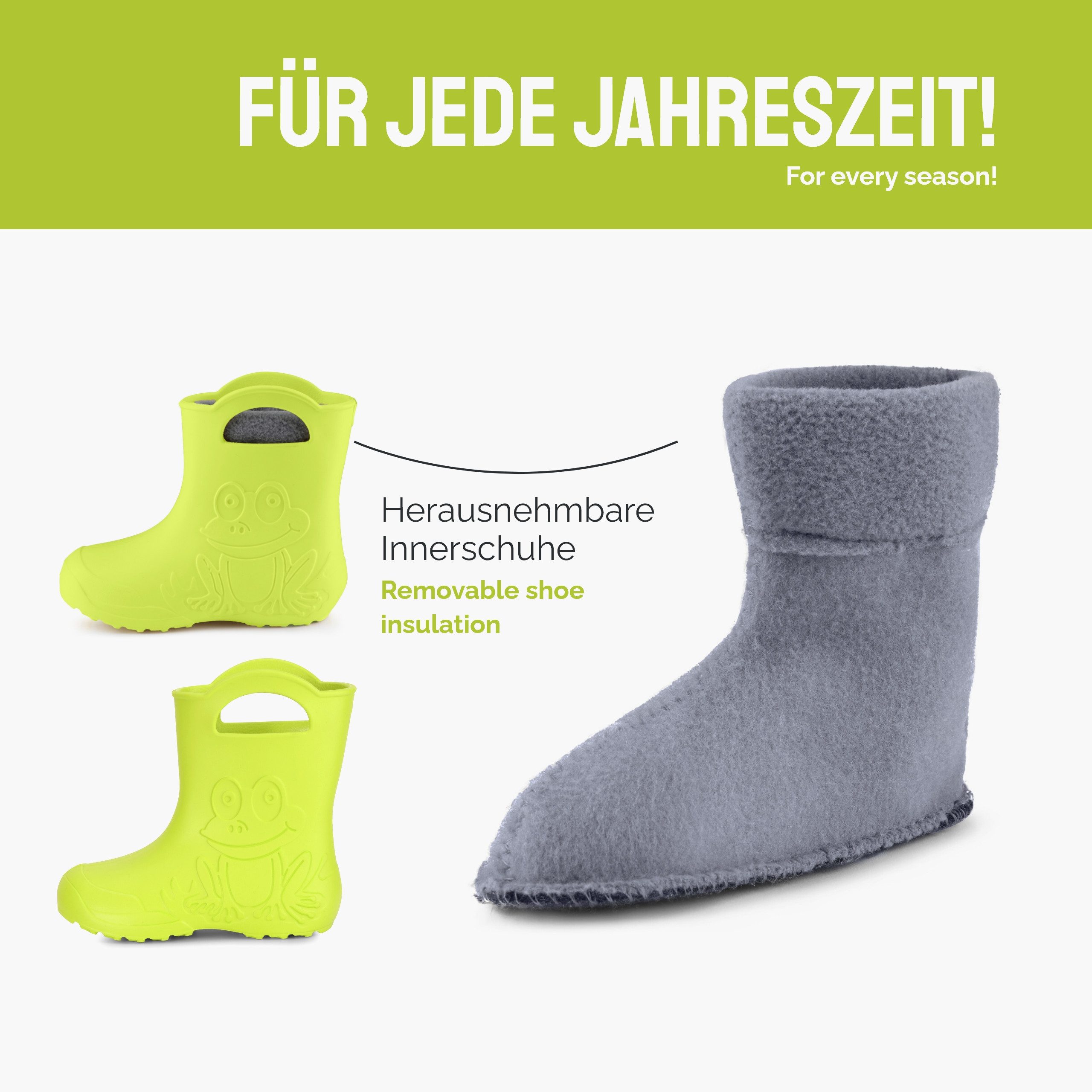 Ladeheid Kinder EVA federleichte Regenschuhe LA-CA-03 Gummistiefel mit herausnehmbares Innenfutter – Bild 4 von 5