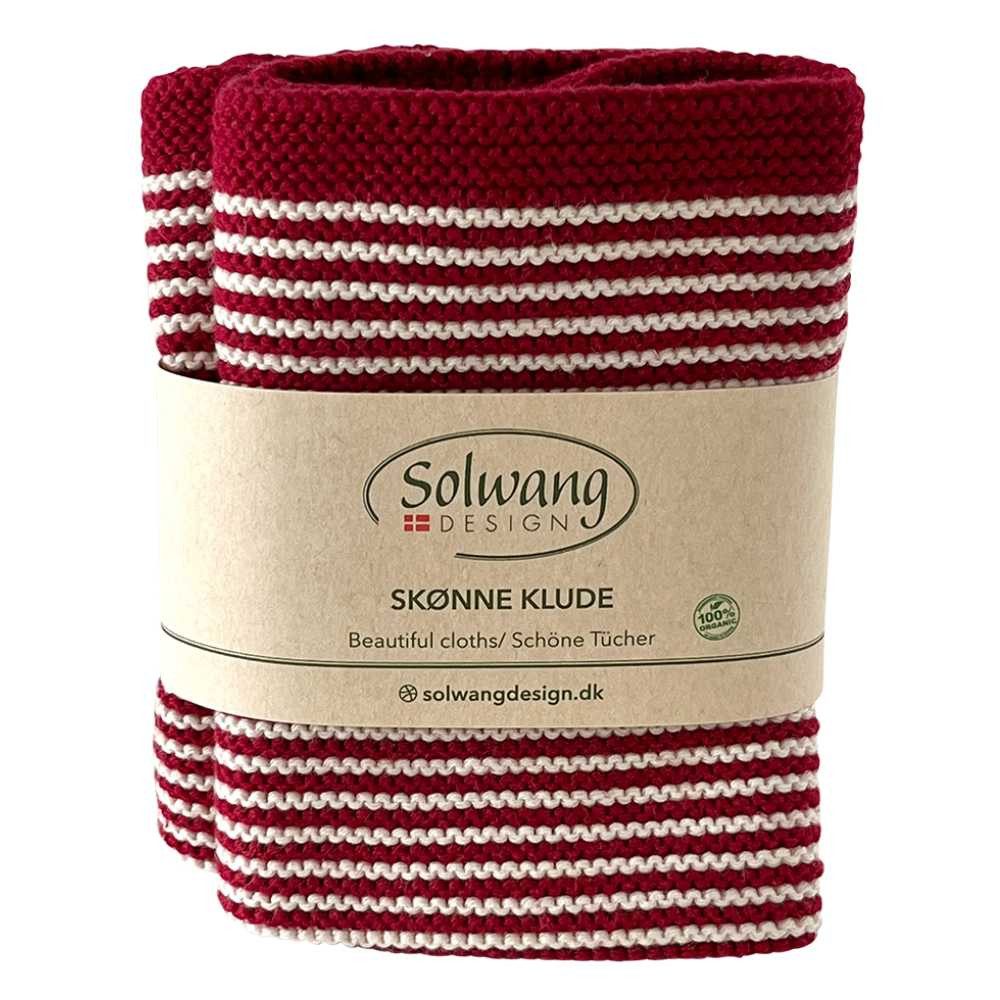 Solwang Spültuch Solwang Wischtücher mit Streifen Tief Rot / Natur 2er Set