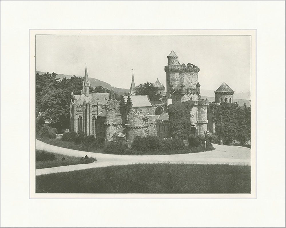 Kunstdruck Wilhelmshöhe. Löwenburg Lustschloss Kasseler Bergpark Hessen F_Vintage
