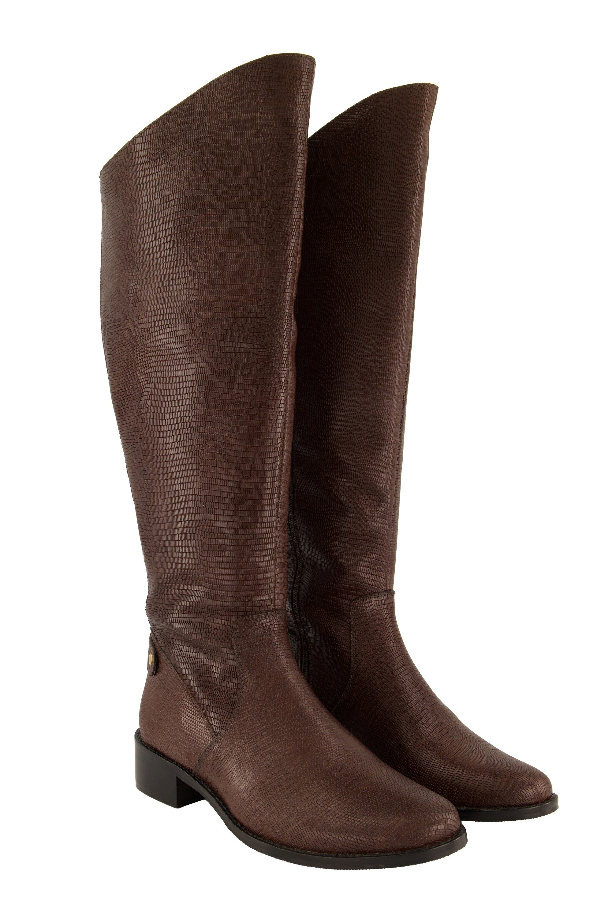 Ulla Popken Lederstiefel XXL-Schaft Wechselfußbett Weite H Stiefel