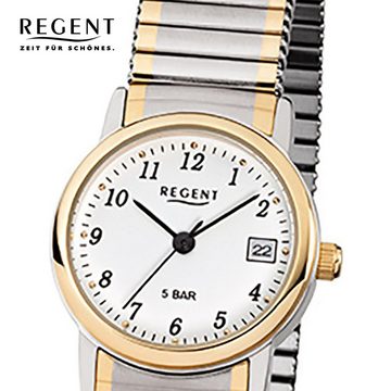 Regent Quarzuhr Regent Damen Herren-Armbanduhr silber gold, (Analoguhr), Damen, Herren Armbanduhr rund, klein (ca. 25mm), Edelstahl goldarmband