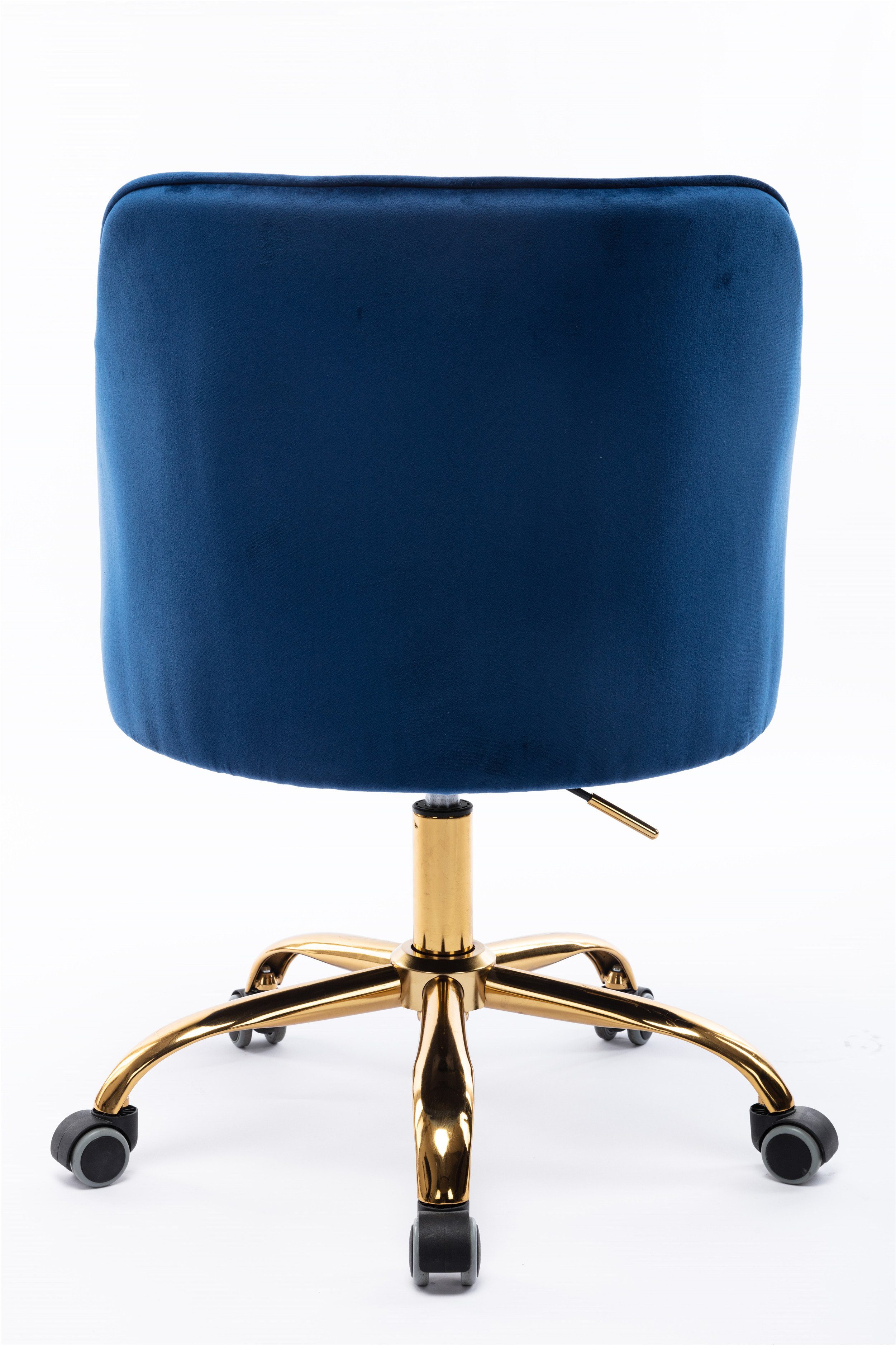 Samt Stuhl Schreibtischstuhl, mit Ulife goldfarbener (1 höhenverstellbar St), Blau Basis gepolstert Drehstuhl