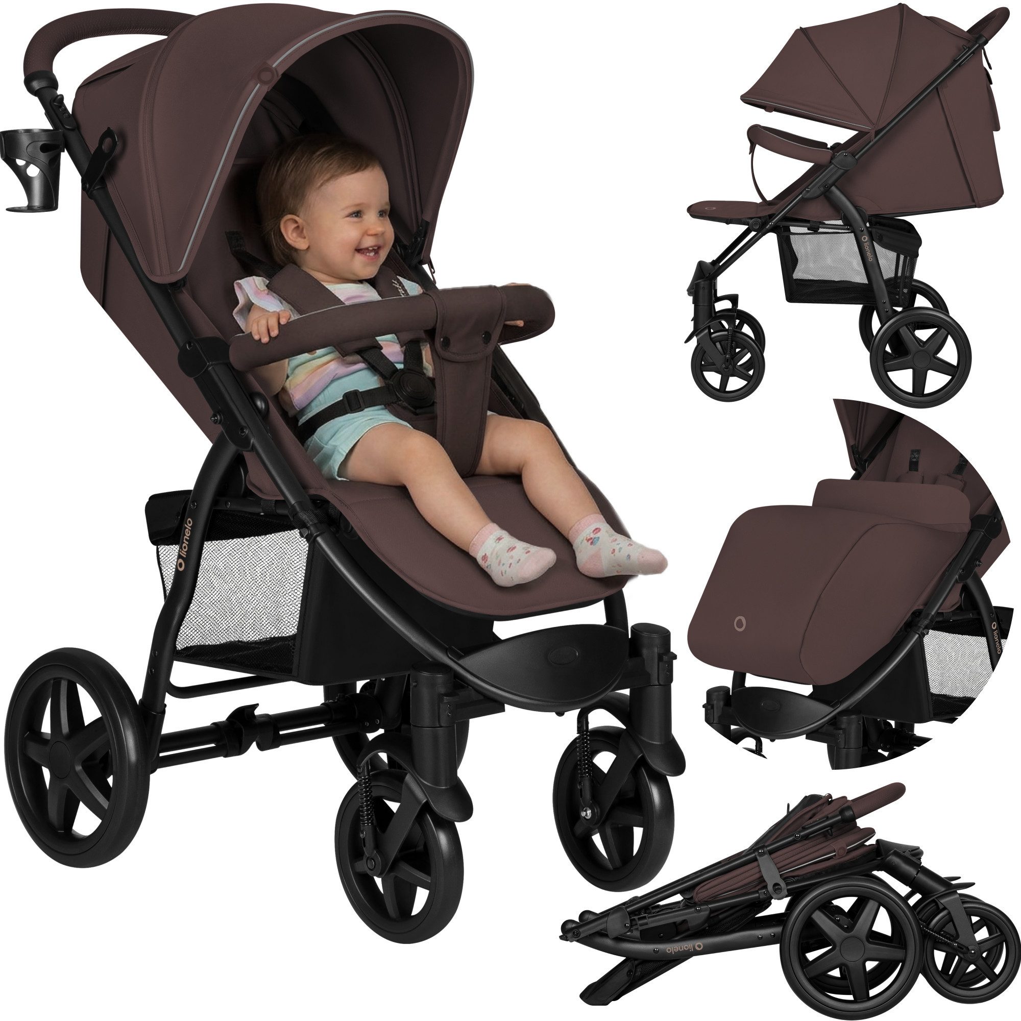 lionelo Kinder-Buggy ANNET PLUS, Fußdecke, großer Korb, ab 0 bis 36 Monate