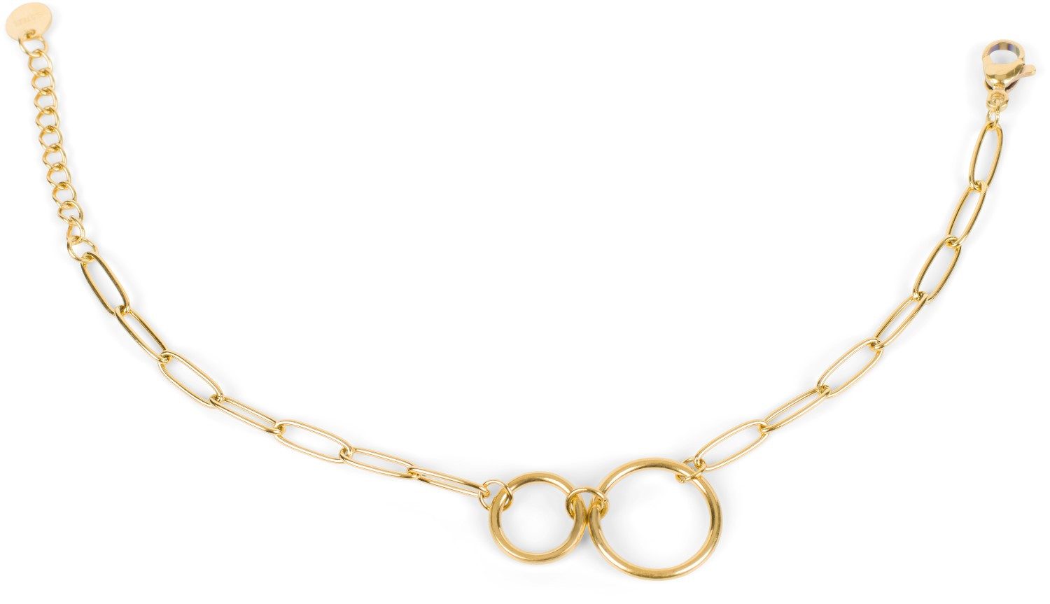 styleBREAKER Gliederarmband Edelstahl Glieder Armkette mit Ring Anhängern (1-tlg)