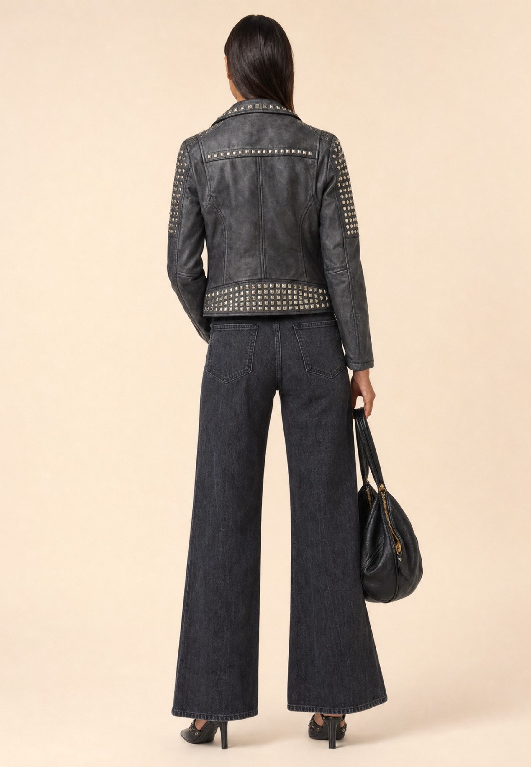 RICANO Lederjacke Studd Hochwertiges Lamm-Nappa-Leder