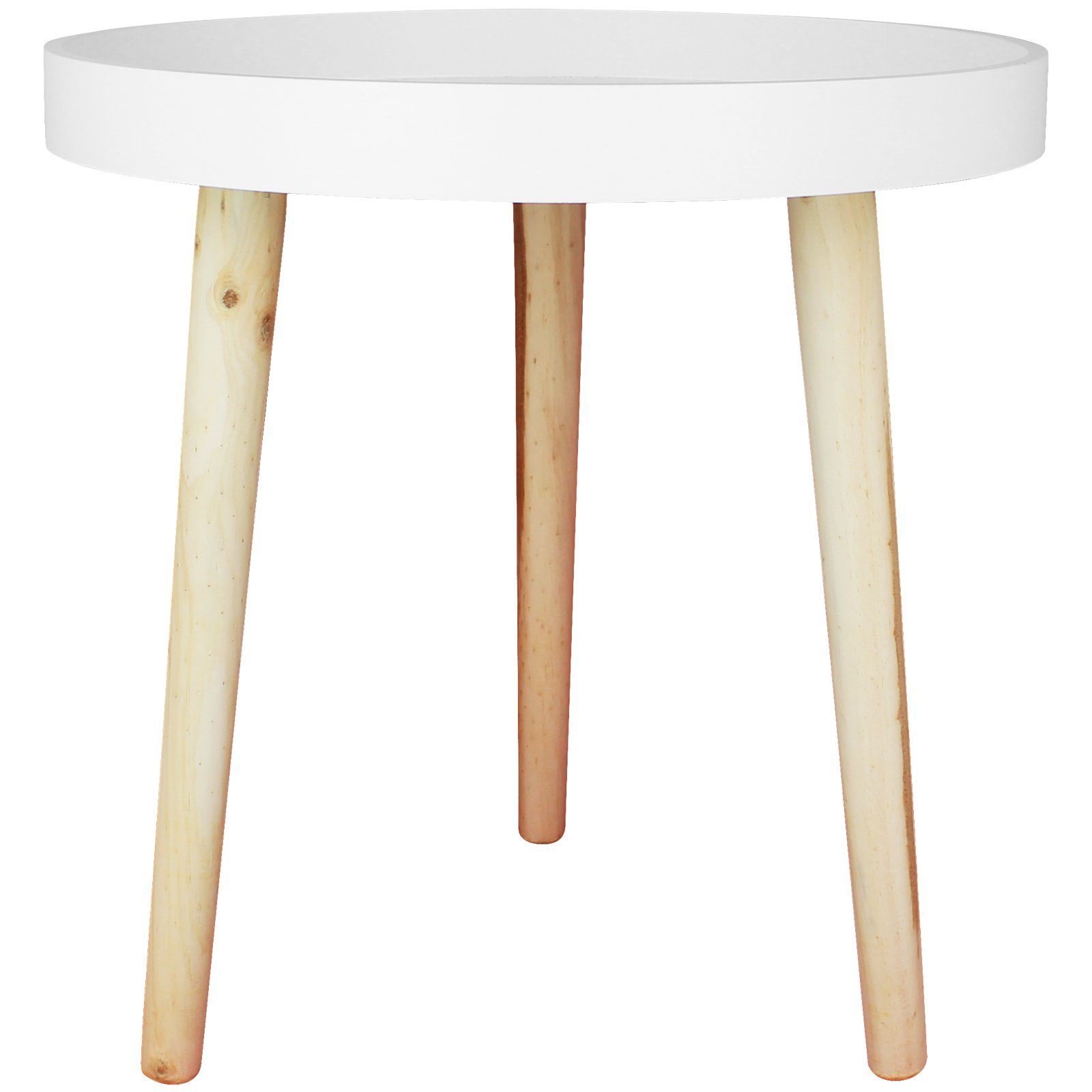 Koopman Beistelltisch Tisch 39x40 cm mit Farbwahl Sofatisch Dreibeintisch Tabletttisch, Gartentisch Holztisch Kaffeetisch Garten Weiß