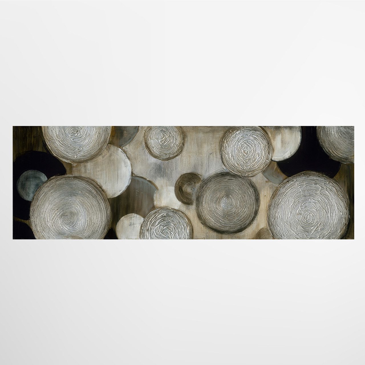 ArtUniverse Gemälde Abstrakte Kreise dunkel 50 x 150 cm, Abstrakt