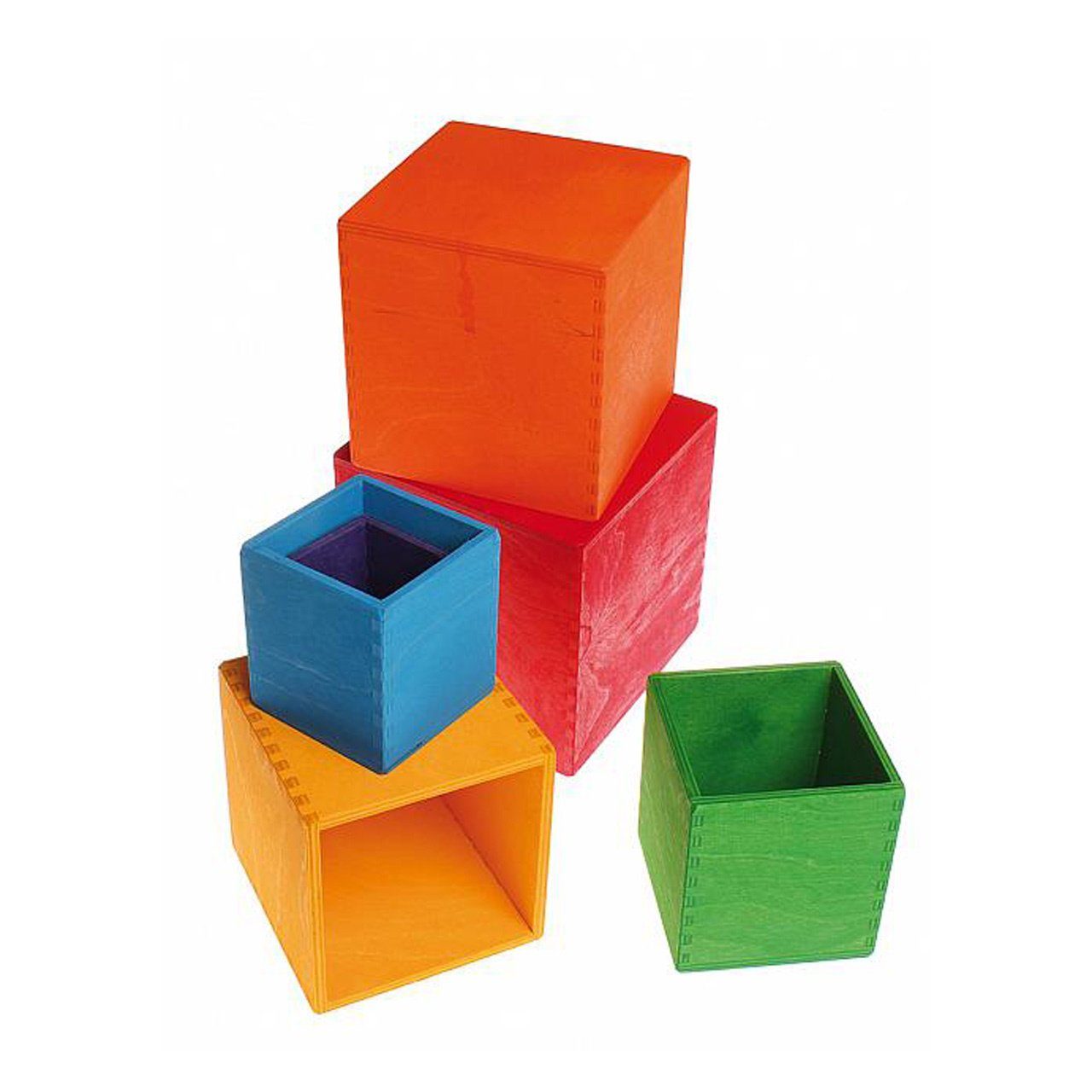 GRIMM´S Spiel und Holz Design Holzbausteine Großer Kistensatz Regenbogen bunt 6 Teile Spielbausteine
