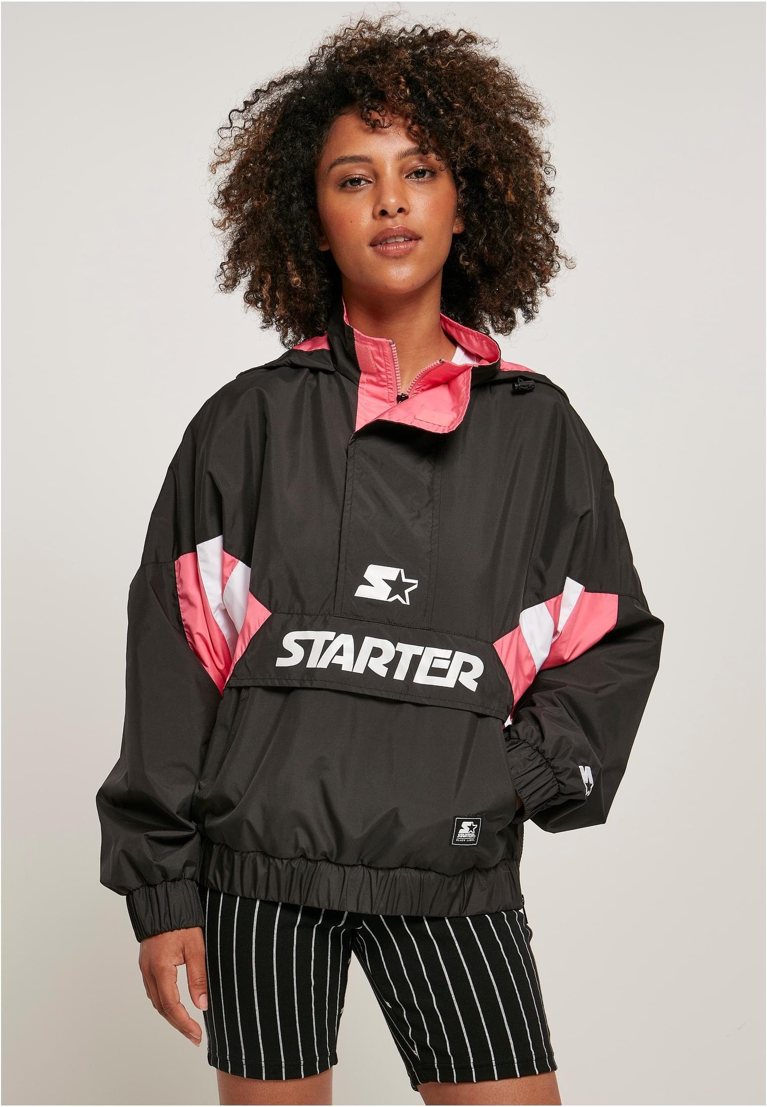 Starter Windbreaker Damen Ladies Starter Colorblock Halfzip Windbreaker (1-St) black/pinkgrapefruit