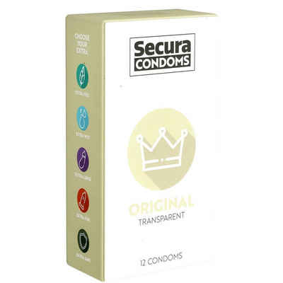 Secura Презервативи Original Packung mit, 12 St., veganfreundliche Презервативи, transparente Standard-Kondome