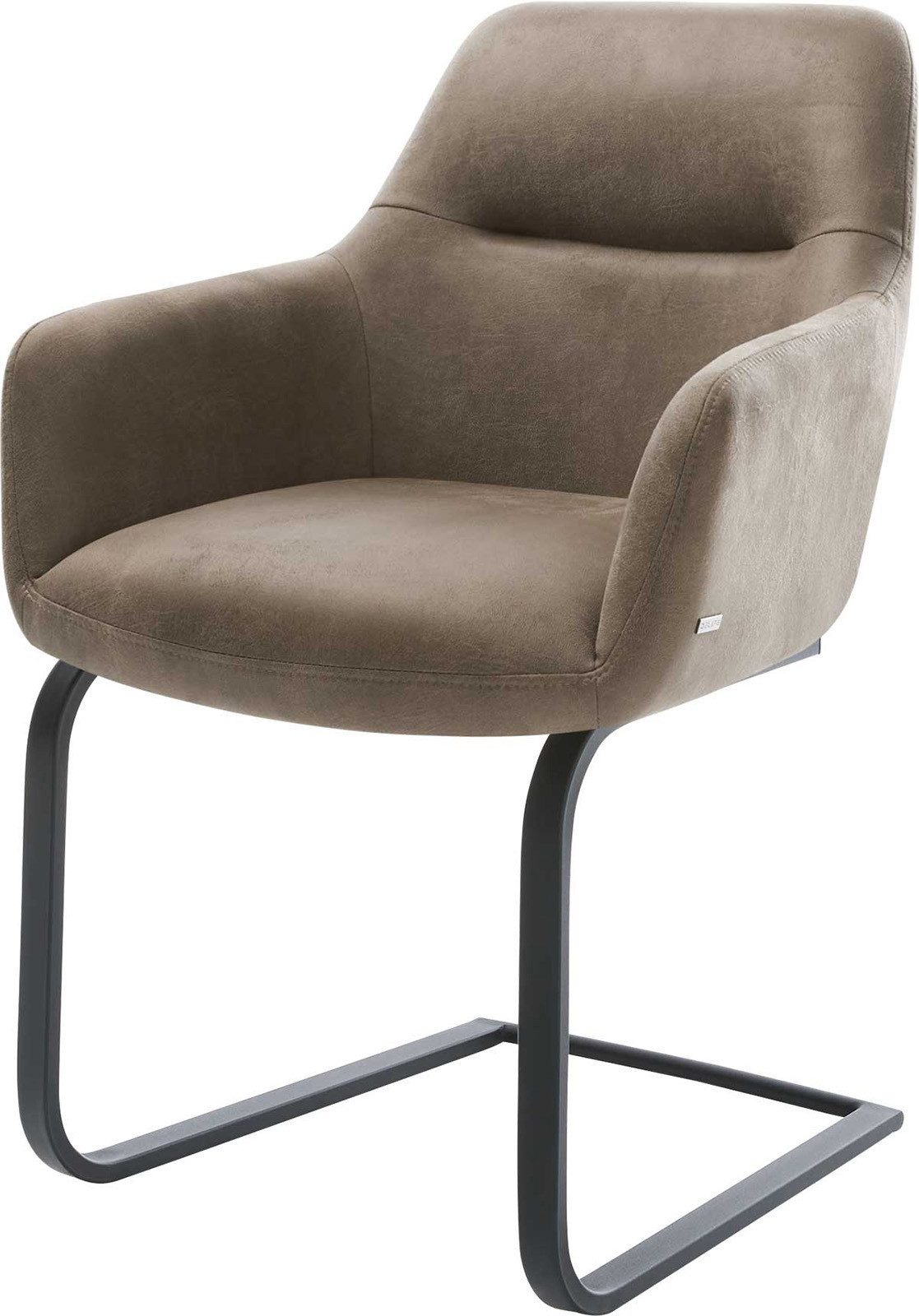 DELIFE Polsterstuhl Pejo-Flex, Freischwinger flach Schwarz Mikrofaser Taupe günstig online kaufen