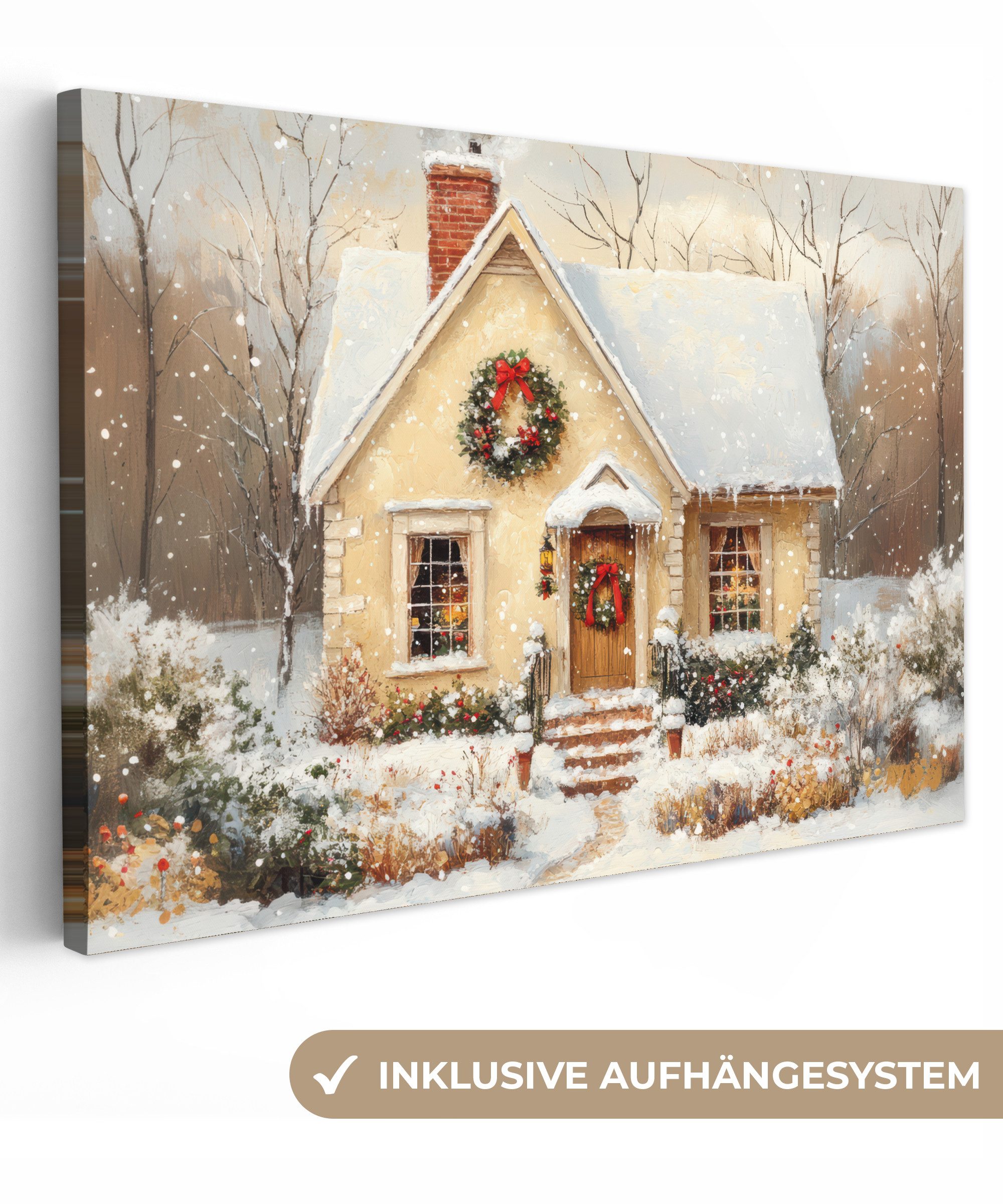 OneMillionCanvasses® Leinwandbild Weihnachten - Zuhause - Winter - Schnee, günstig online kaufen