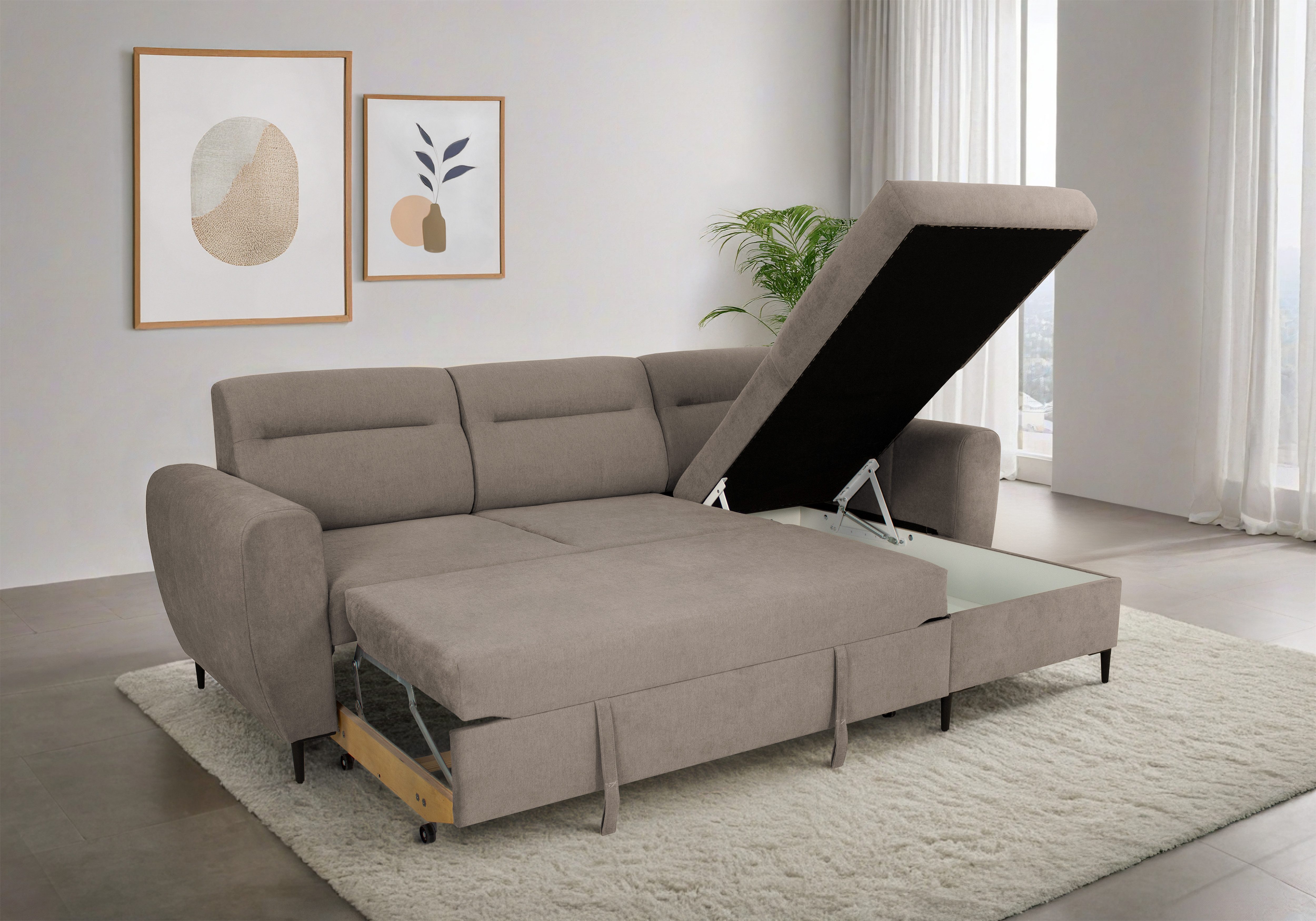 Trends by HG Ecksofa Bella L-Form, B: 248 cm, mit Bettfunktion & Bettkasten