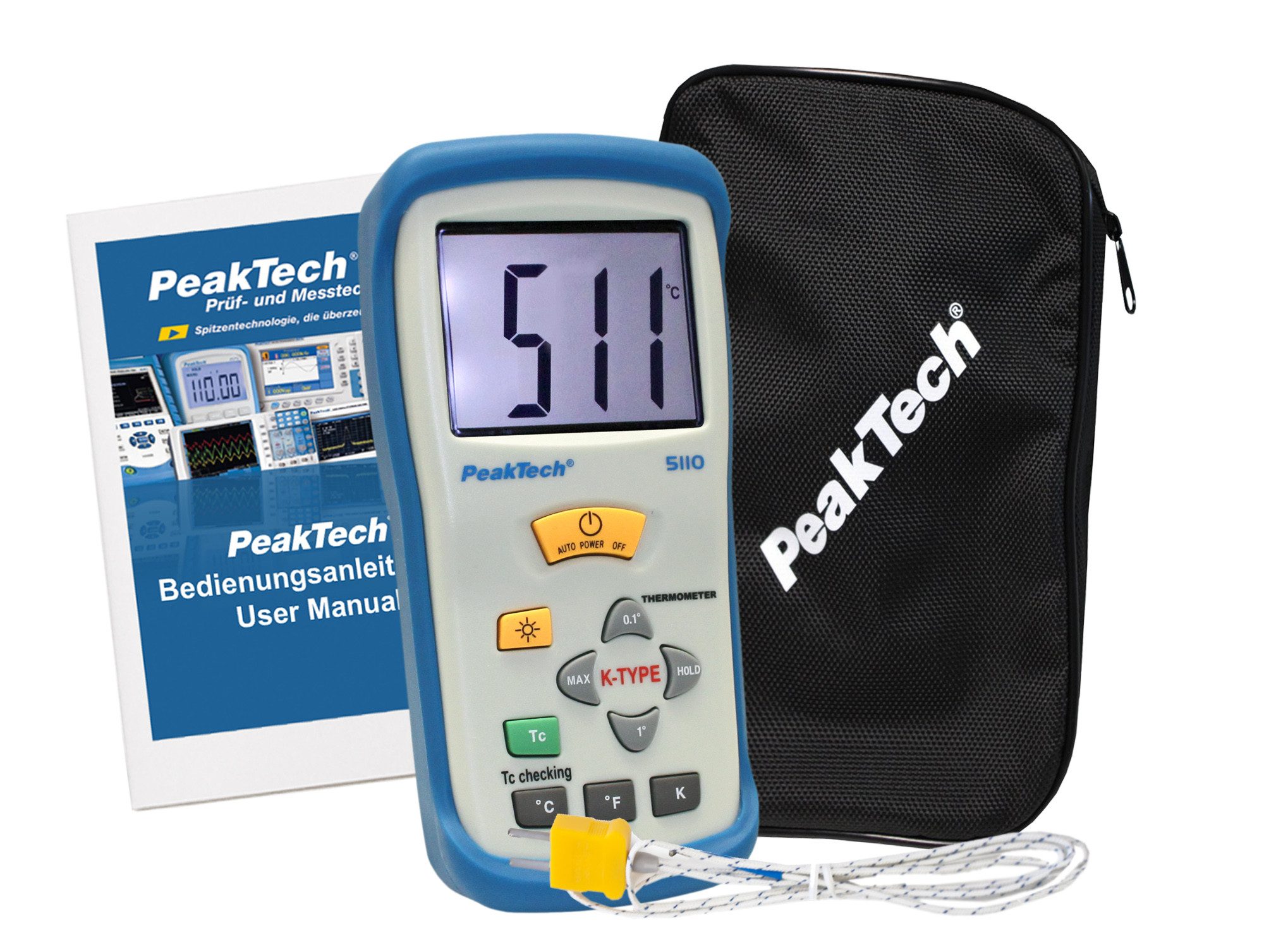PeakTech Raumthermometer Digital-Thermometer Typ-K / -50 bis +1300°C