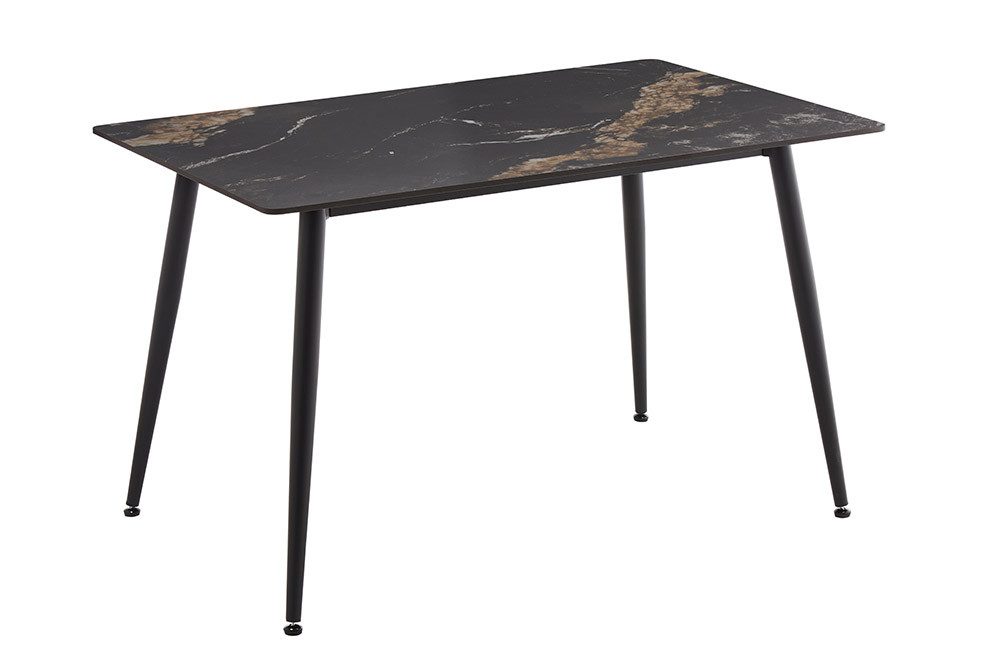 riess-ambiente Esstisch MILANO 120cm schwarz-gold – Keramik, Metallgestell, Aurora Oro (Einzelartikel, 1-St), moderner Küchentisch mit 4 Plätzen – ideal für Küche oder Essbereich