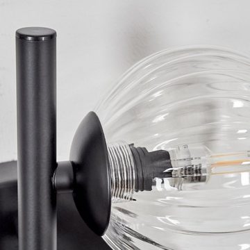 hofstein Wandleuchte Wandlampe aus Metall/Riffelglas in Schwarz/Klar, ohne Leuchtmittel, mit Glasschirmen (10 cm) u. An/-Auschalter, 2x G9, ohne Leuchtmittel
