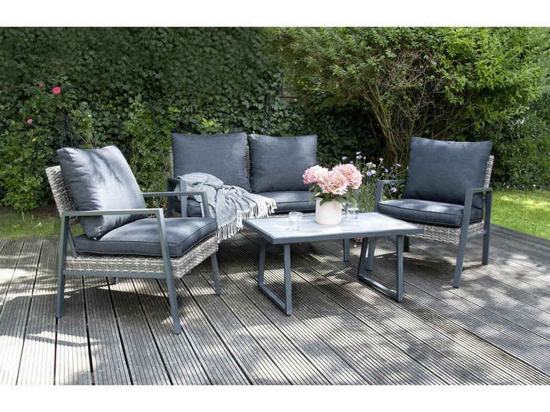 bellavista - Home&Garden® Gartenlounge-Set Aluminium Balkonlounge Set Nizza, (Set, 4-tlg), elegantes Balkon Loungeset für 4 Personen