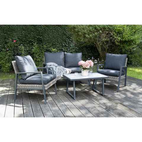 bellavista - Home&Garden® Gartenlounge-Set Aluminium Balkonlounge Set Nizza, (Set, 4-tlg), elegantes Balkon Loungeset für 4 Personen
