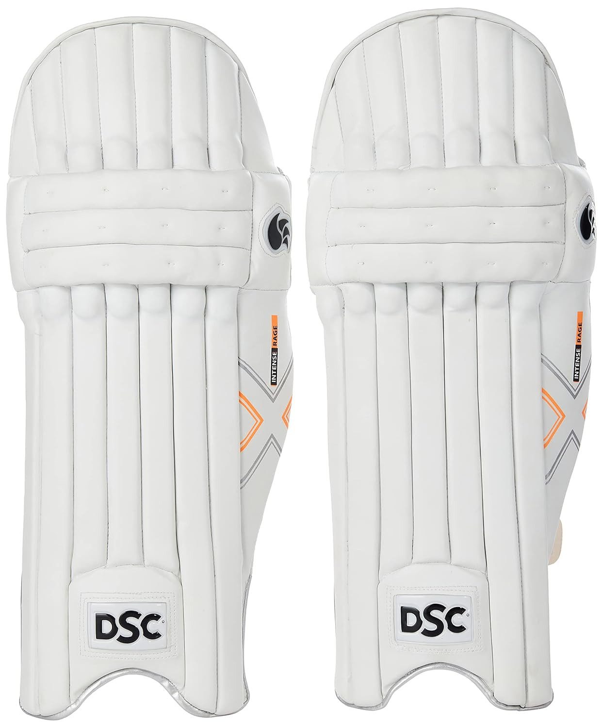 DSC Protektoren-Set Intense Rage Cricket-Schlagbeinschoner Für Männer & Jungen (Verkaufspaket: 1 Paar Batting Leg Guard, bietet erstklassigen Schutz und Komfort), Riemen mit gepolsterter Schnalle, Mit Stoff gefütterte Bolster