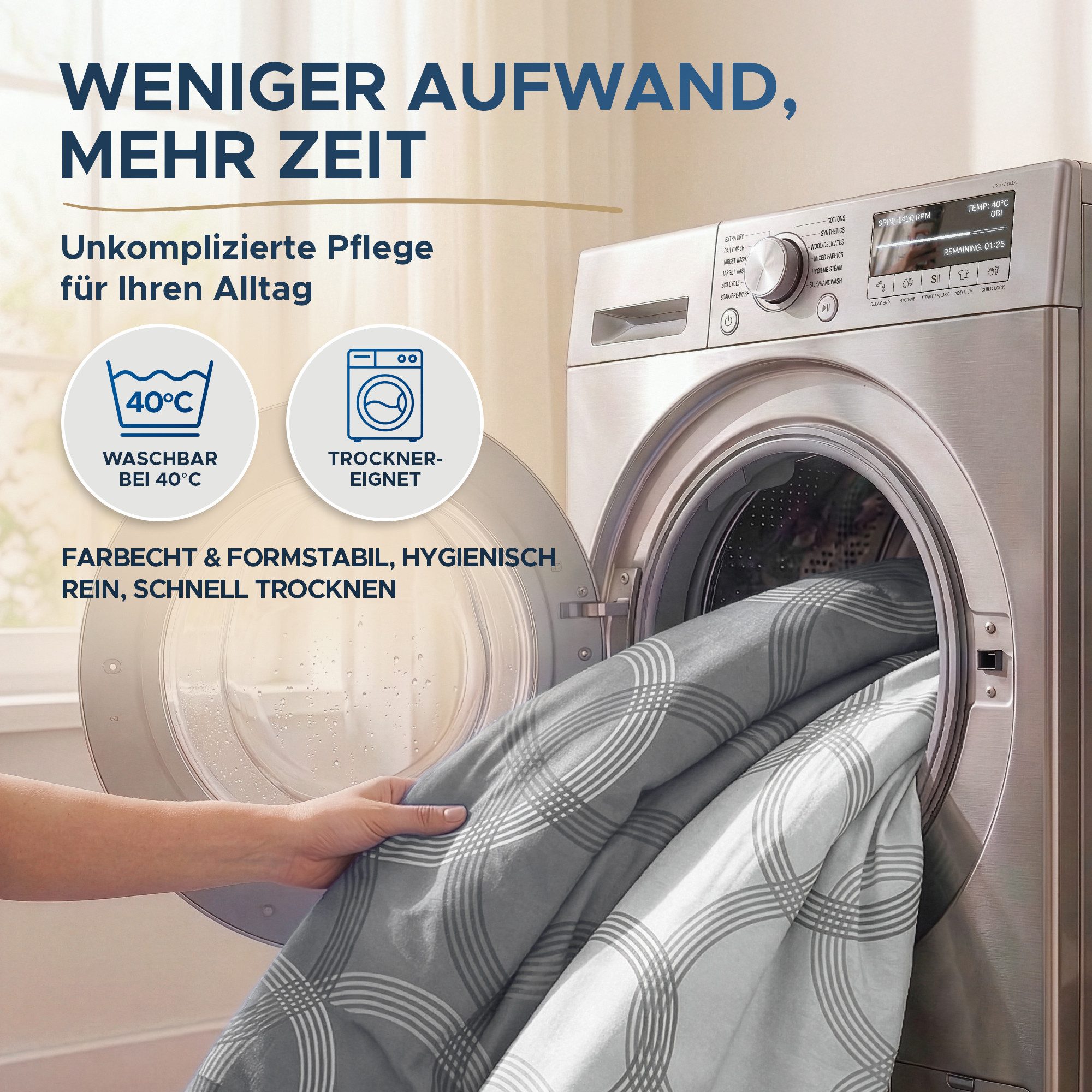 Malika Bettwäsche Baumwolle weiche Bettwäsche für gemütliche Nächte, Baumwolle, 2 teilig, Für Allergiker geeignet, pflegeleicht, angenehm weicher Stoff – Bild 5 von 5
