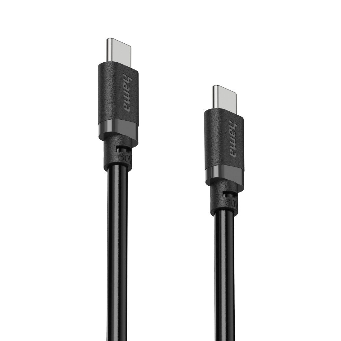 Hama USB-C Ladekabel 2 m schwarz USB-Kabel, USB-C, (200 cm), Schnellladen, 480 Mbit/s, 60 W Leistung, breite Kompatibilität