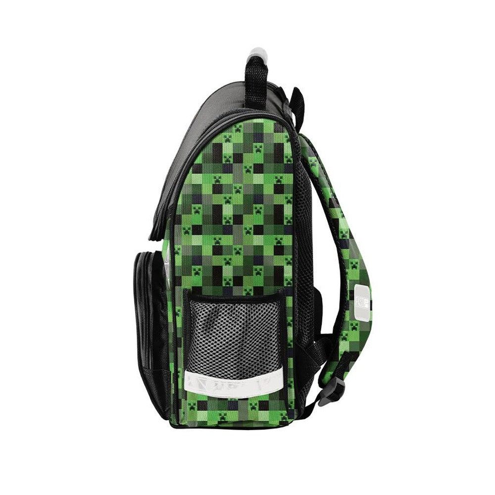 PASO Schulrucksack, Minecraft – Schulranzen – Schwarz, Grün