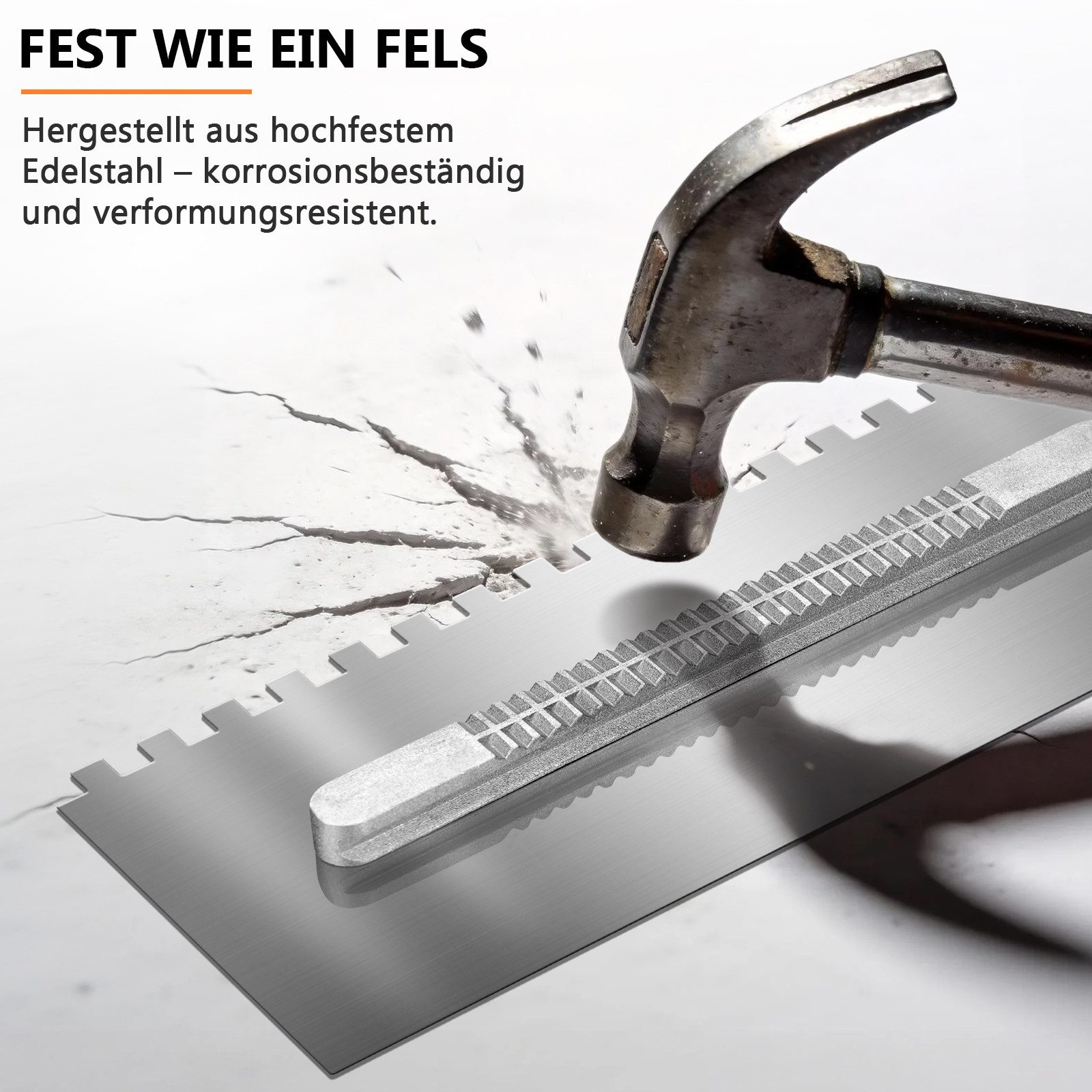 XERSEK Glättekelle Wechselkellen-Set mit 6-Klingen, Vielseitiges Zahnkelle Maurerkelle (Abnehmbarer Griff + 6 Klingen-St., 6x6-12mm, U+T-Kelle, Abnehmbarer Grif – Bild 2 von 5