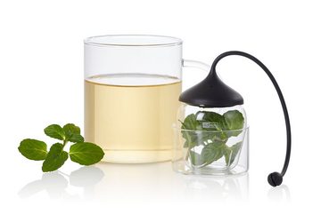 AdHoc Teesieb Glas-Teefilter Fusion, Glas, Silikon, (1-St), perfekt für großblättrige Teesorten oder Gewürze