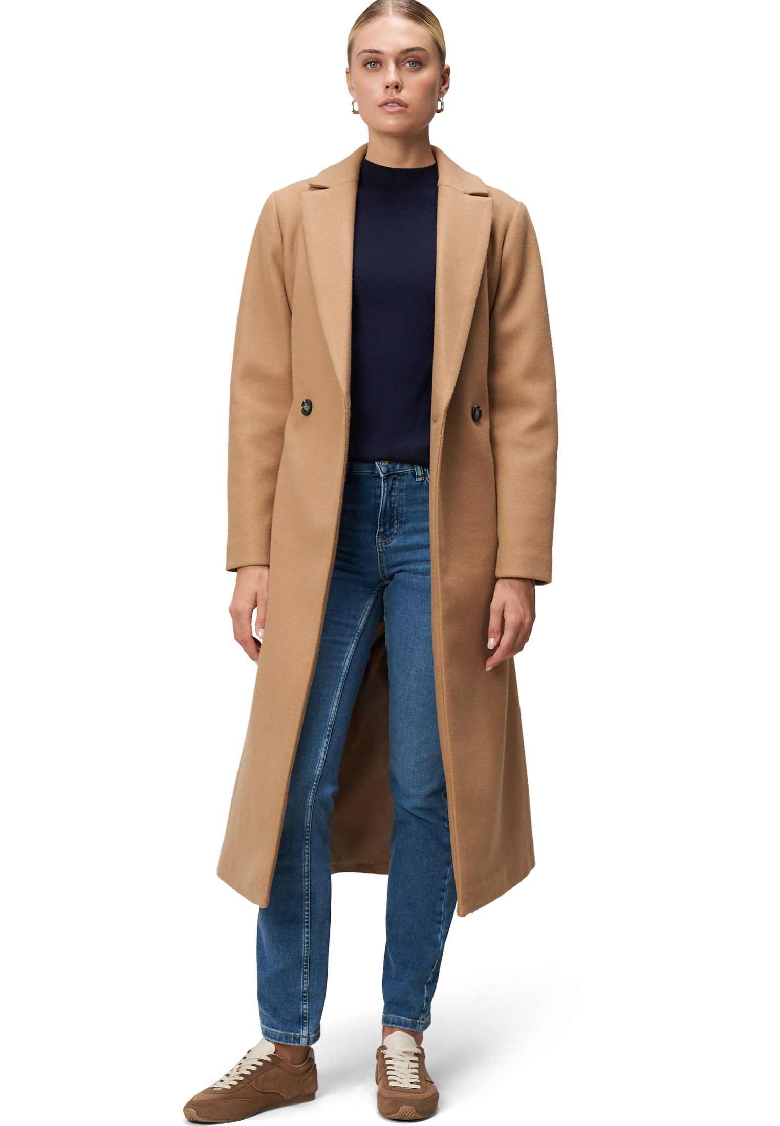 Zero Wintermantel Damen Mantel Wolloptik mit Bindegürtel