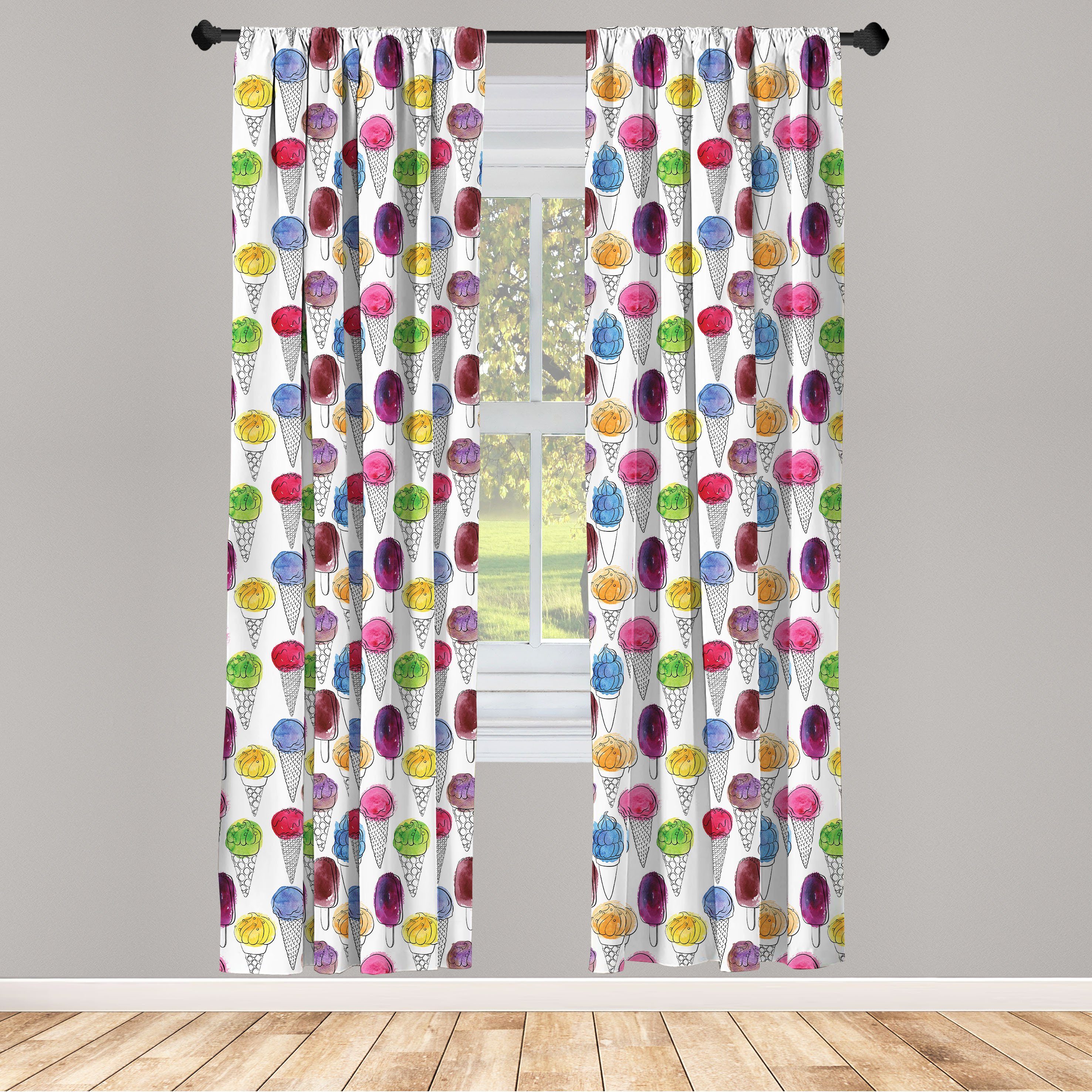 Angebot offerieren Gardine Vorhang für Wohnzimmer Eis Microfaser, Schlafzimmer Watercolored Handgezeichnete Abakuhaus, Dekor