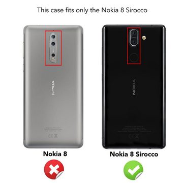 Nalia Smartphone-Hülle Nokia 8 Sirocco, Carbon Look Silikon Hülle / Matt Schwarz / Rutschfest / Karbon Optik