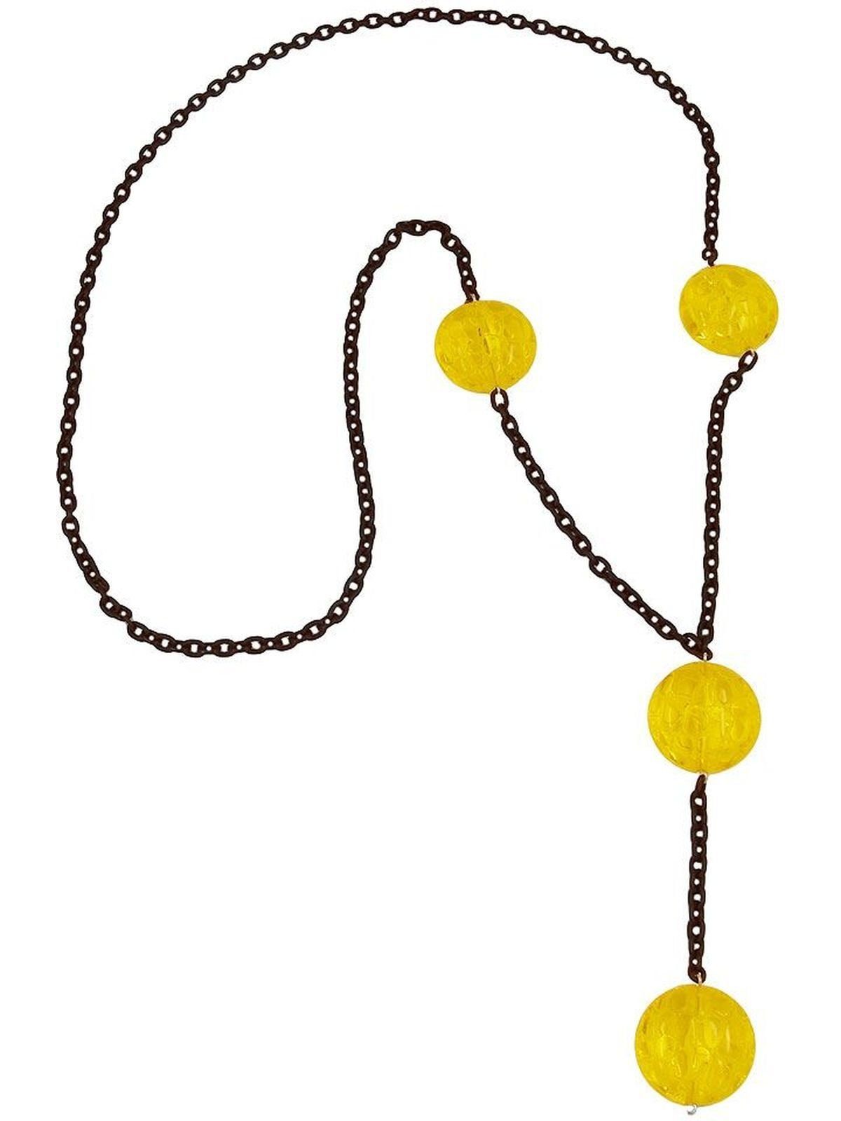 Kunststoffperlen Gallay Perlenkette (1-tlg) Ankerkette schwarz 100cm Eloxal Krokoperle gelb
