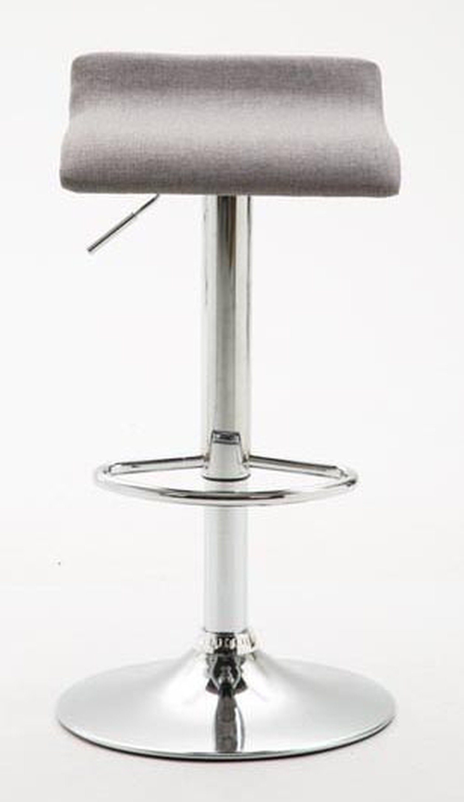 2 TPFLiving - 360° chromfarbener für - Hocker Stoff mit höhenverstellbar Grau & Küche), Sitzfläche: Stahl Theke Barhocker drehbar (Set, Dynasty2 Fußstütze - St., - Barstuhl