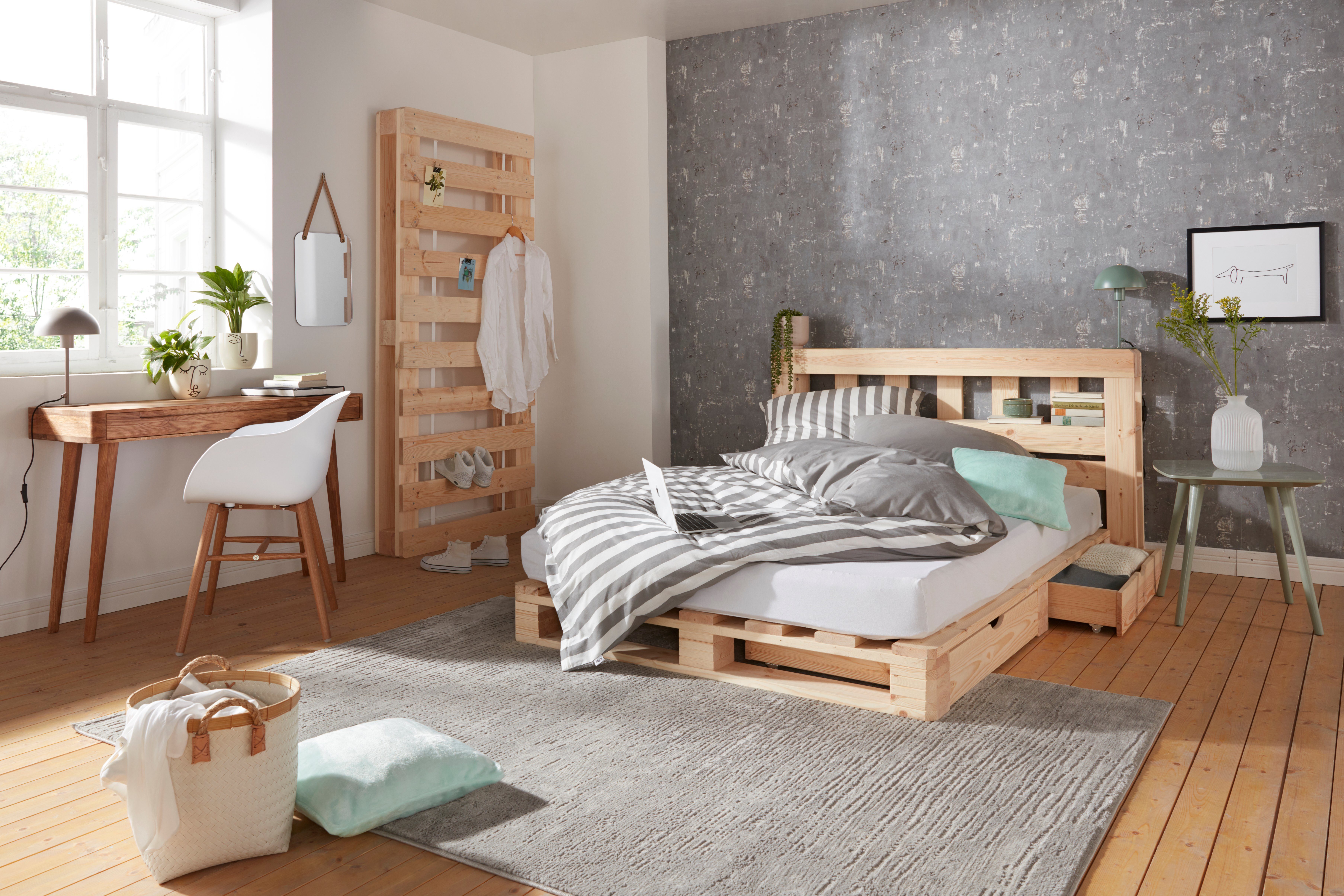 OTTO home Kopfteil "ALASCO " Made in Europe, FSC® zertifiziertes Massivholz, für Palettenbett Alasco, aus Massivholz, mit 7 offenen Fächern – Bild 5 von 5