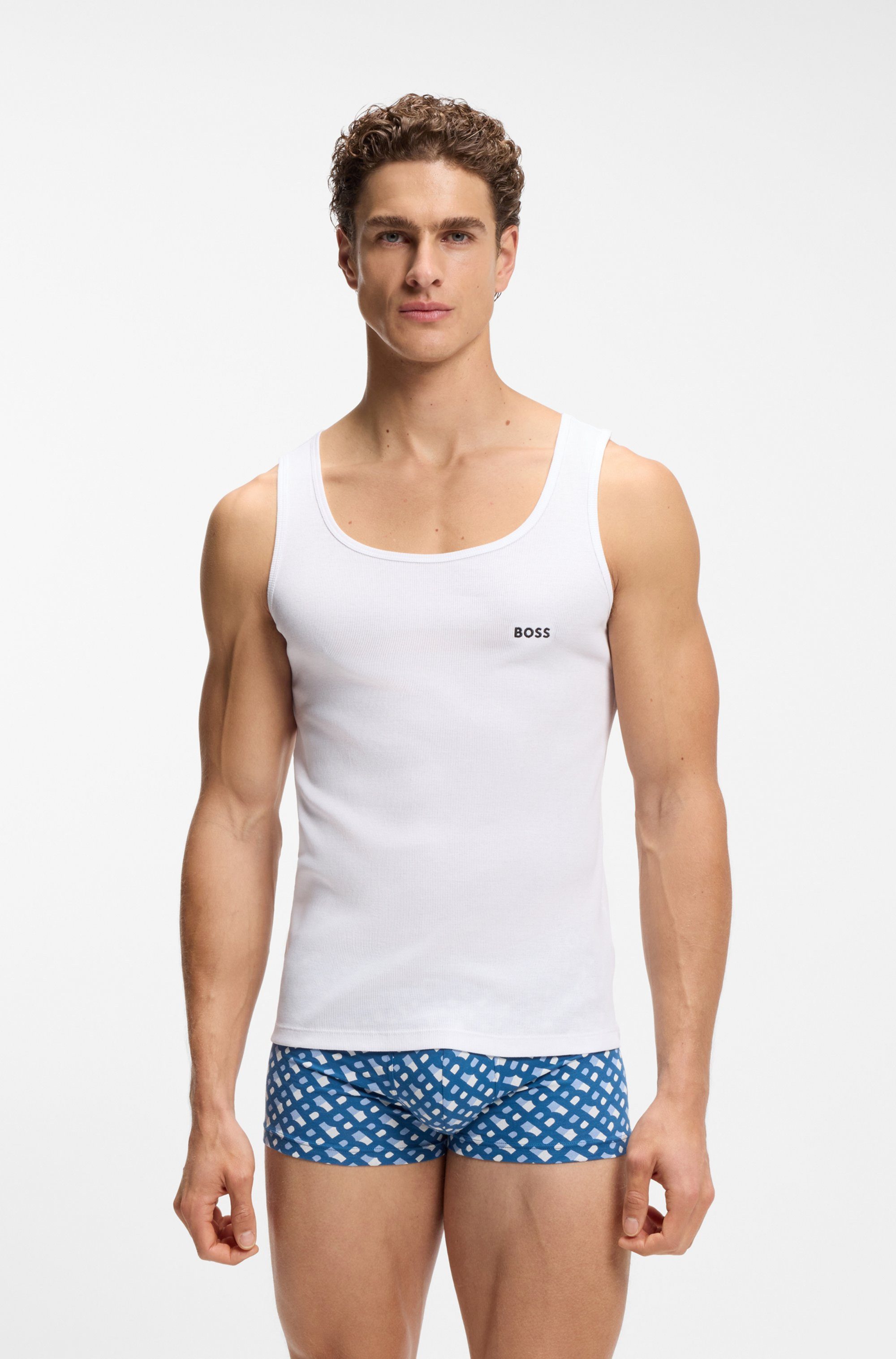 BOSS Tanktop 3P RibClassic BOSS ONE Ton in Ton Stickerei auf der Brust günstig online kaufen