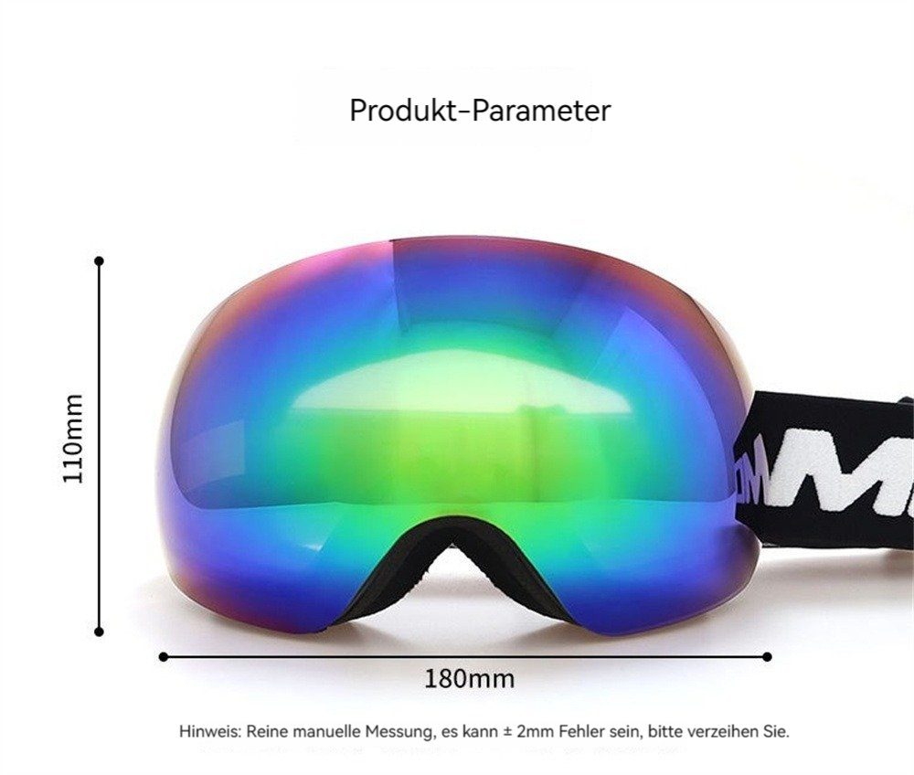 Herren für (1-St), Skibrille UV-Schutz Schutzbrille, praktischer sphärischer Damen, Anti-Beschlag-Beschichtung UV mit Schutz, Skibrille Dekorative