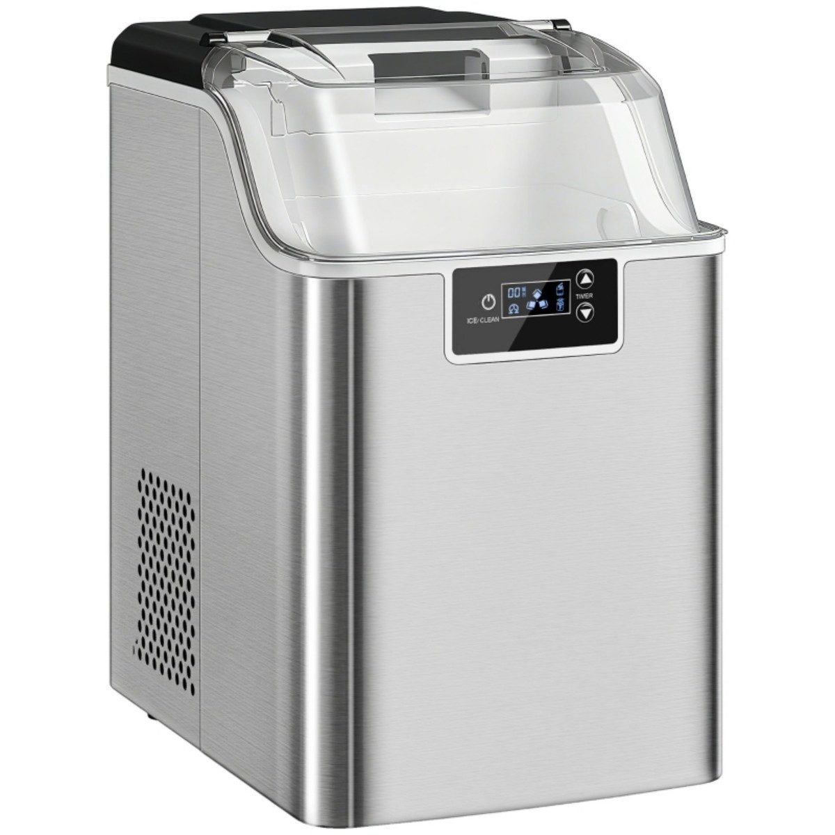 Elektrischer Eiswürfelbereiter Eiswürfelmaschine 20 kg/24 h, Eisbereiter mit 2,1 L Tank, Silber