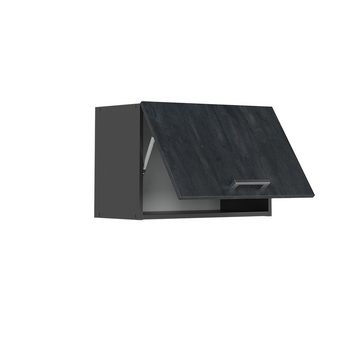 Livinity® Hängeschrank R-Line, Schwarz Beton/Anthrazit, 60 cm Flach