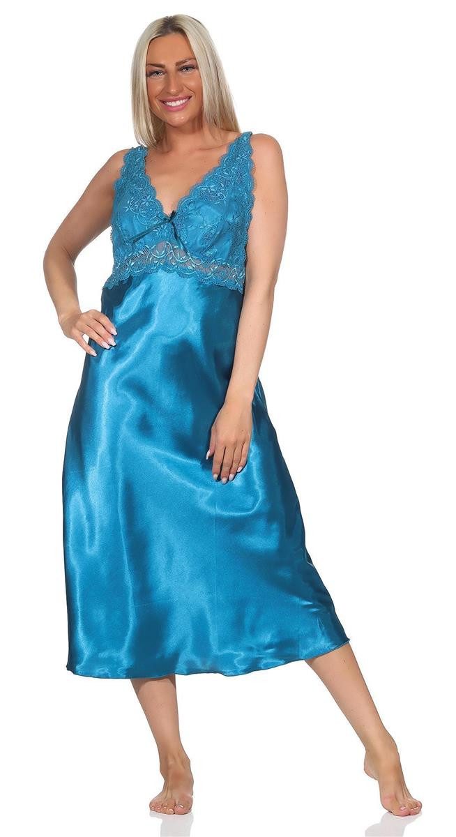 EloModa Negligé Damen Negligé Satin Nachtkleid Reizwäsche mit Spitze; S M L XL 2XL (1-tlg)