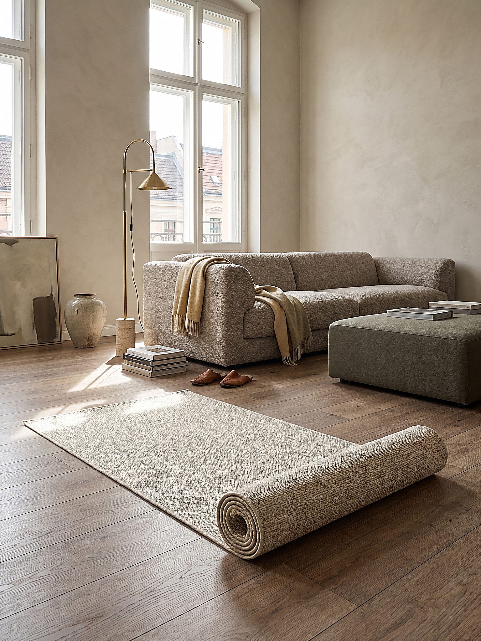 KADIMA DESIGN Teppich CORDEV Teppichläufer Creme 60x180 Bordüre Polypropylen Wohnzimmer, Läufer, Höhe: 4 mm, Saugroboter-geeignet, Strapazierfähig, Pflegeleicht – Bild 3 von 5