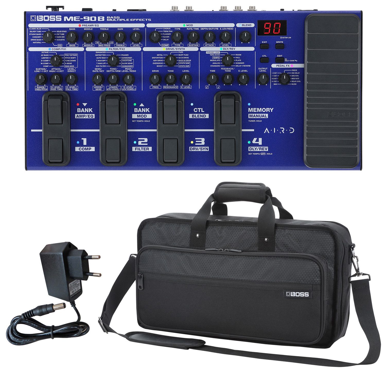 E-Gitarre Boss Effektgerät ME-90B Bass Multi-Effektgerät mit Tasche und Netzteil