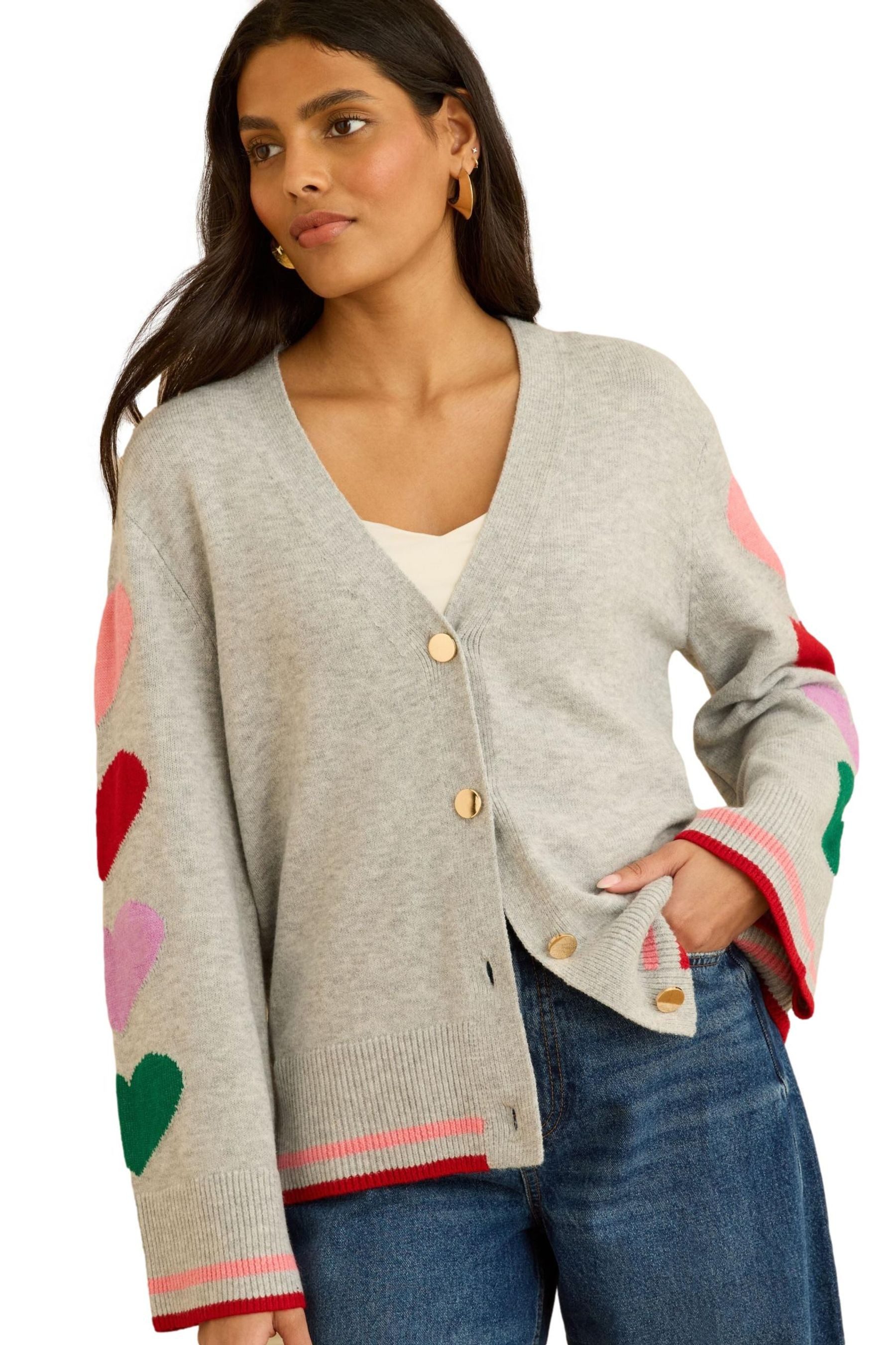 Love & Roses Strickjacke Love & Roses Strickjacke mit Herz-Print (1-tlg)